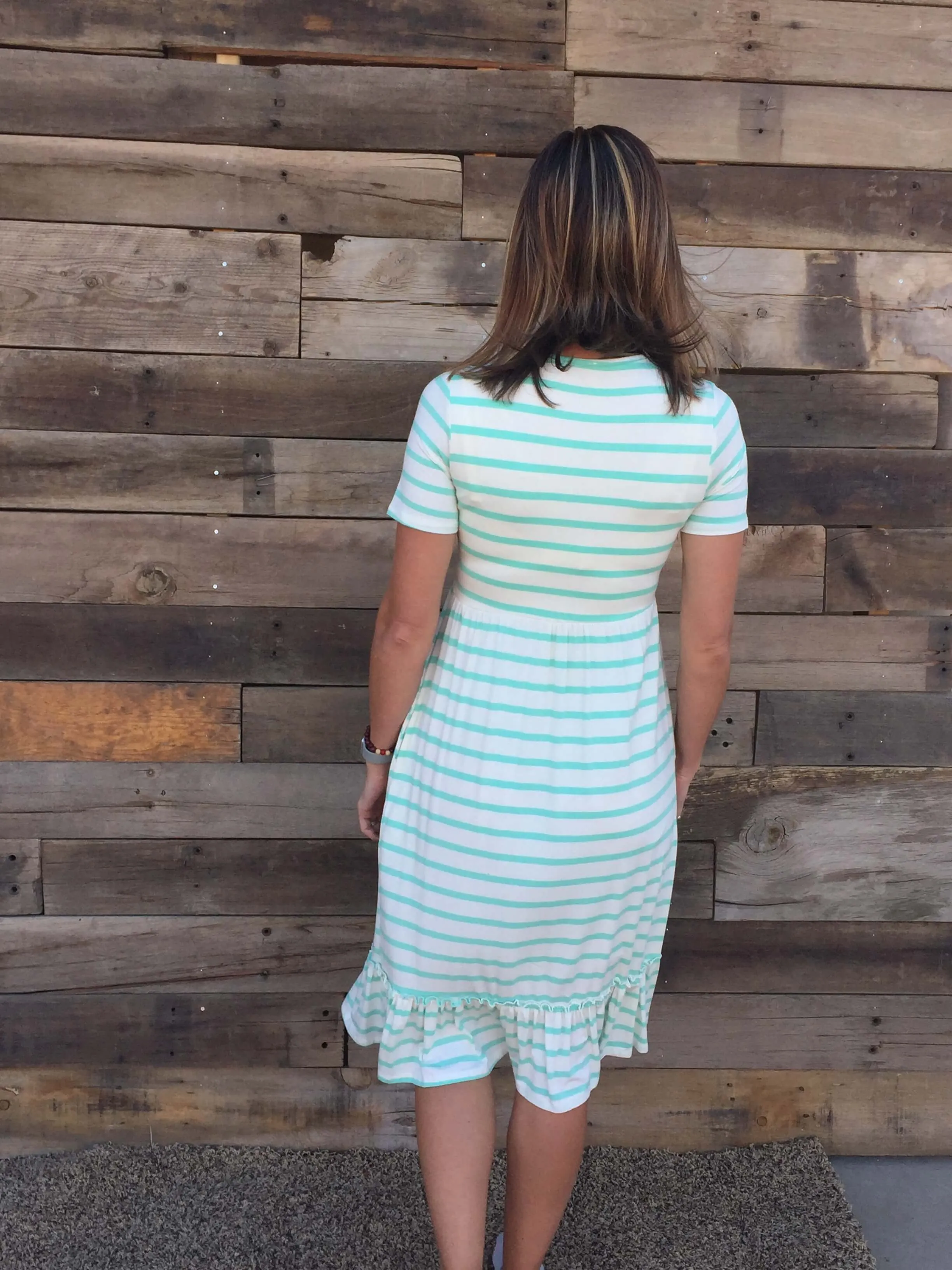 Mint Striped Midi Dress