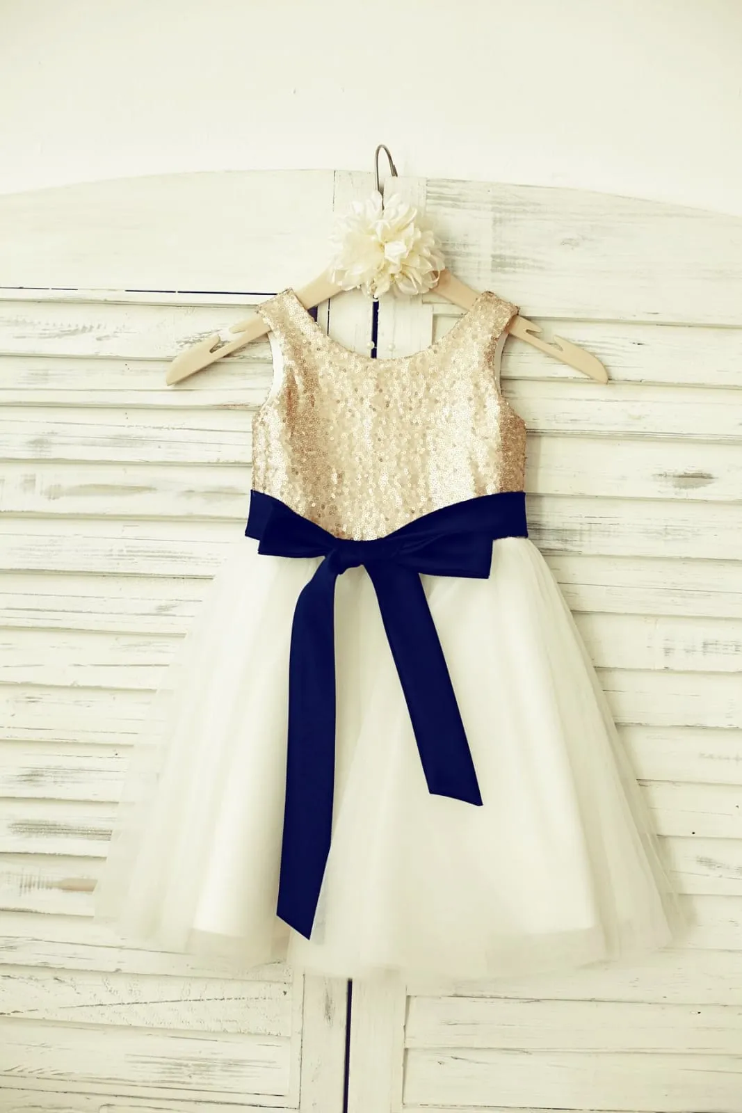 Mint\Pink/Navy/Gold/Royal Sequin Ivory Tulle Flower Girl Dress, Sash