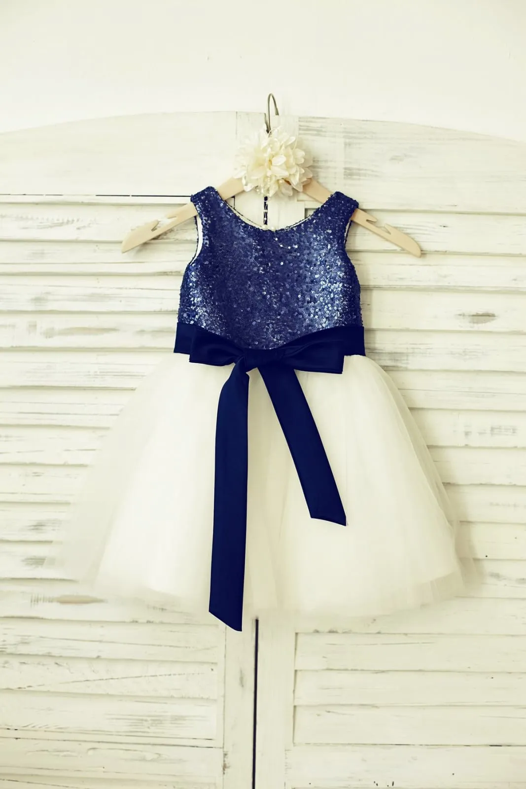 Mint\Pink/Navy/Gold/Royal Sequin Ivory Tulle Flower Girl Dress, Sash