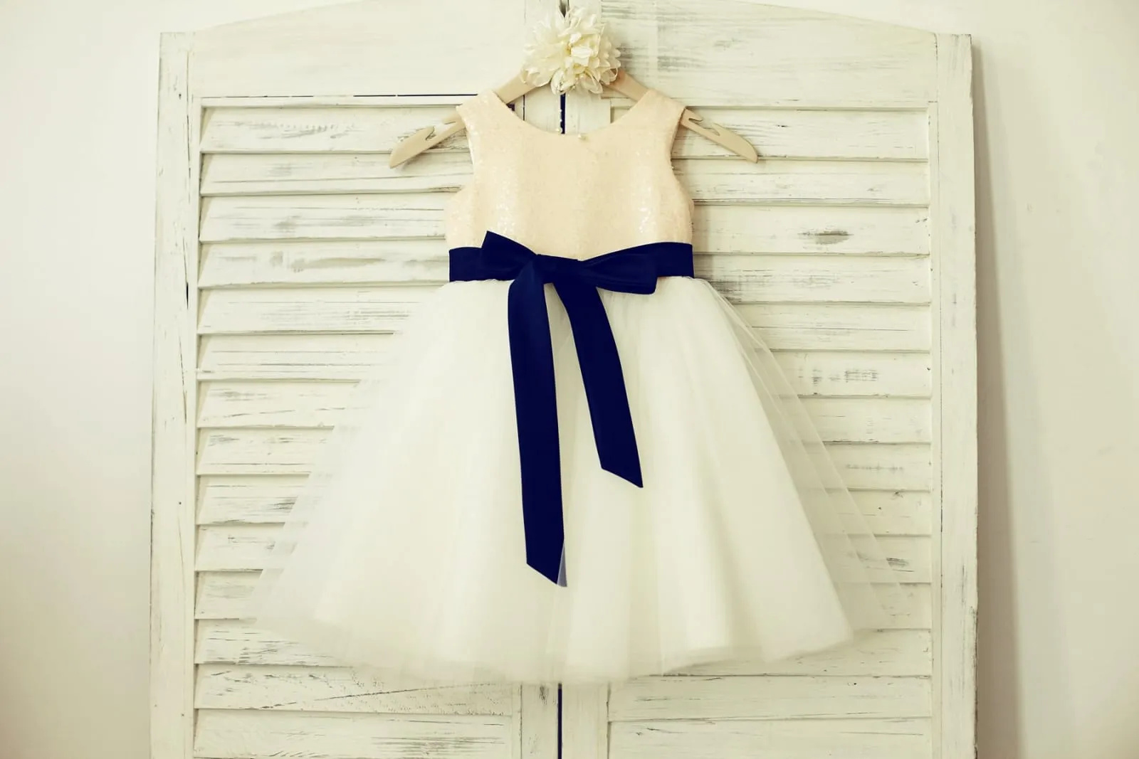 Mint\Pink/Navy/Gold/Royal Sequin Ivory Tulle Flower Girl Dress, Sash