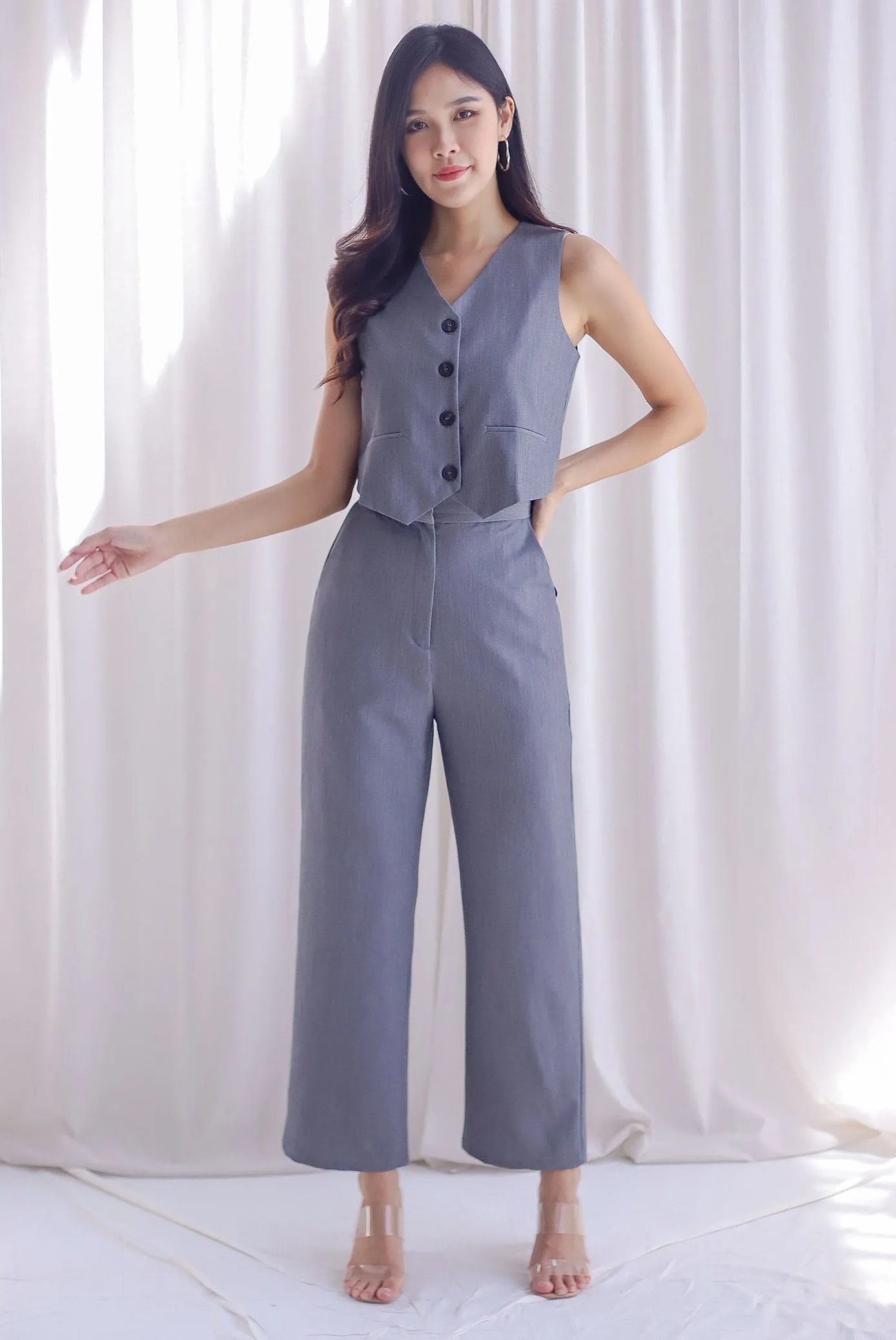Mishka Buttons Vest Top In Grey