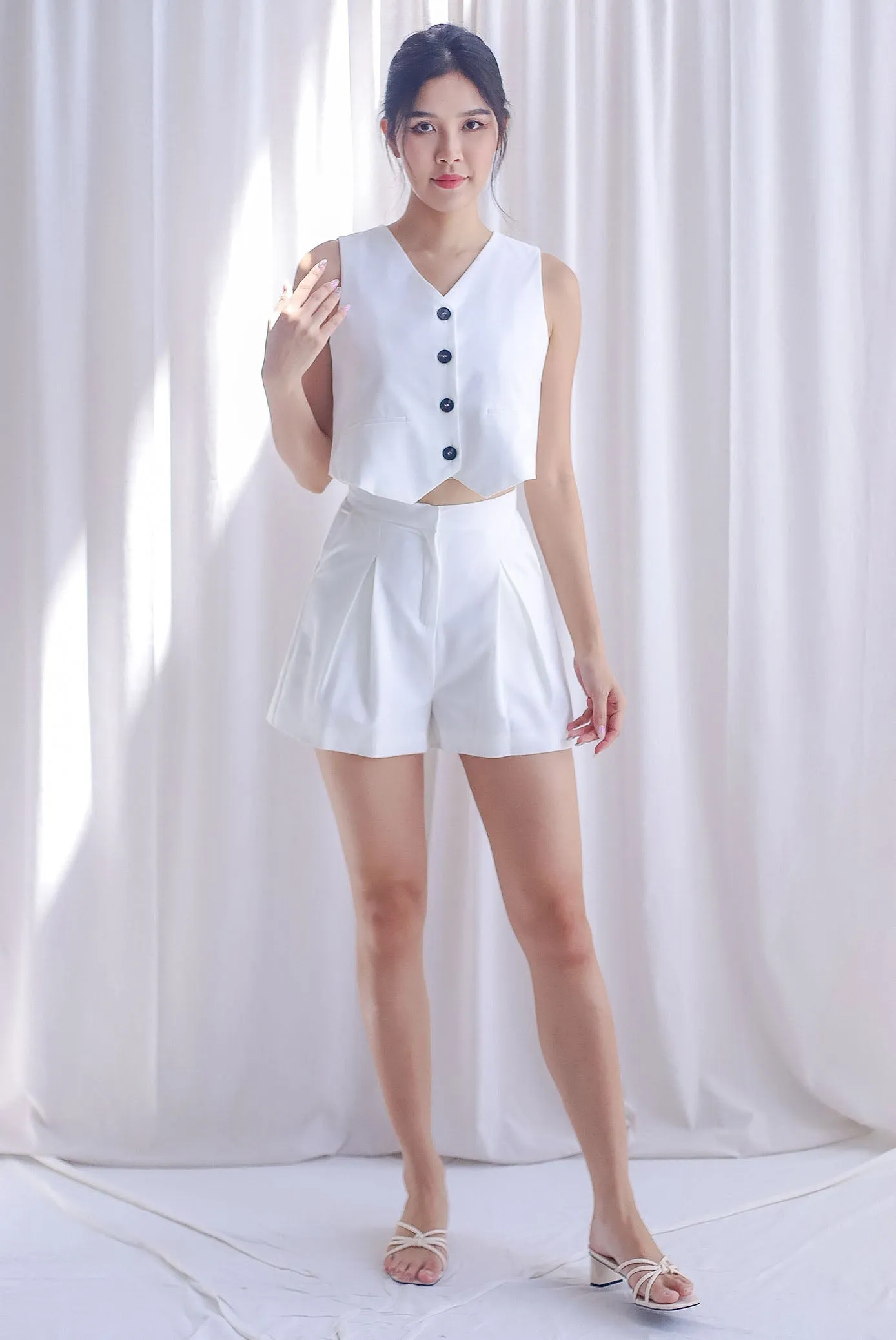 Mishka Buttons Vest Top In White