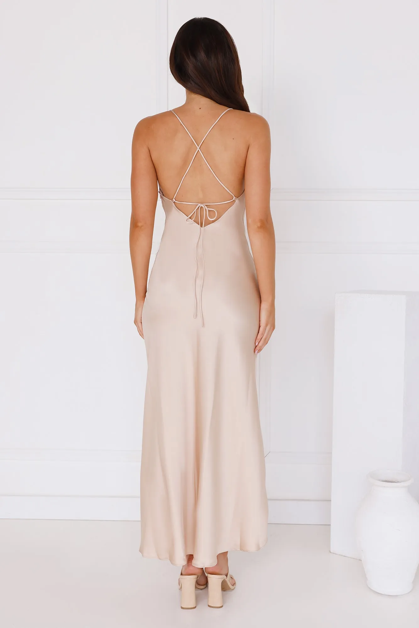 Moonbeam Sonata Satin Midi Dress Champagne