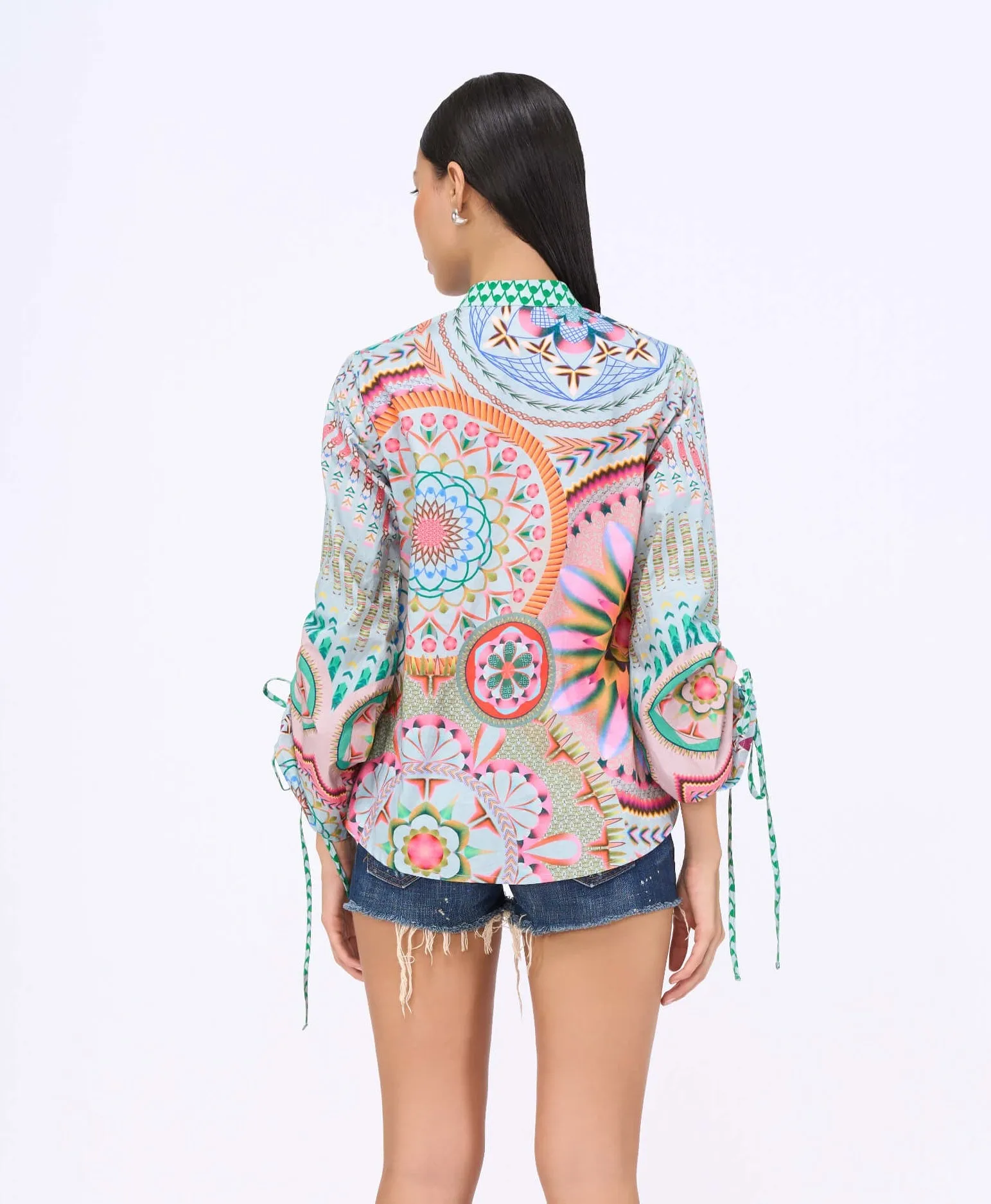 Multicolor lotus print shirt