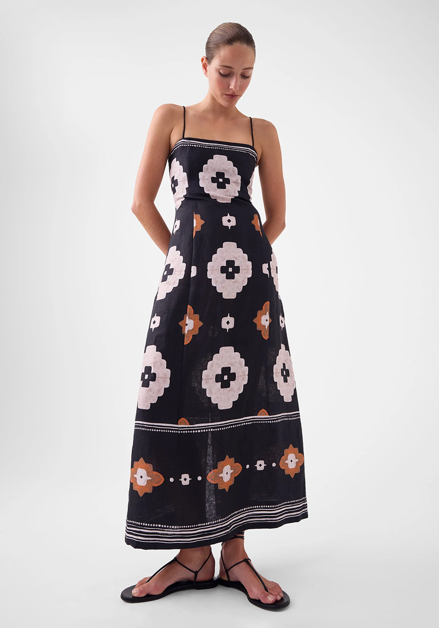 Navi Linen Dress - Print