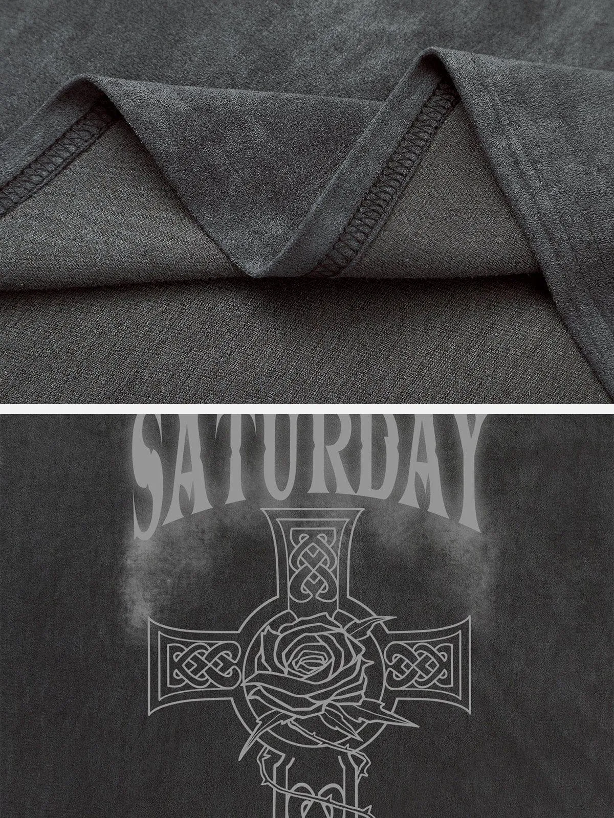 Necklace Cross Print Suede Vest