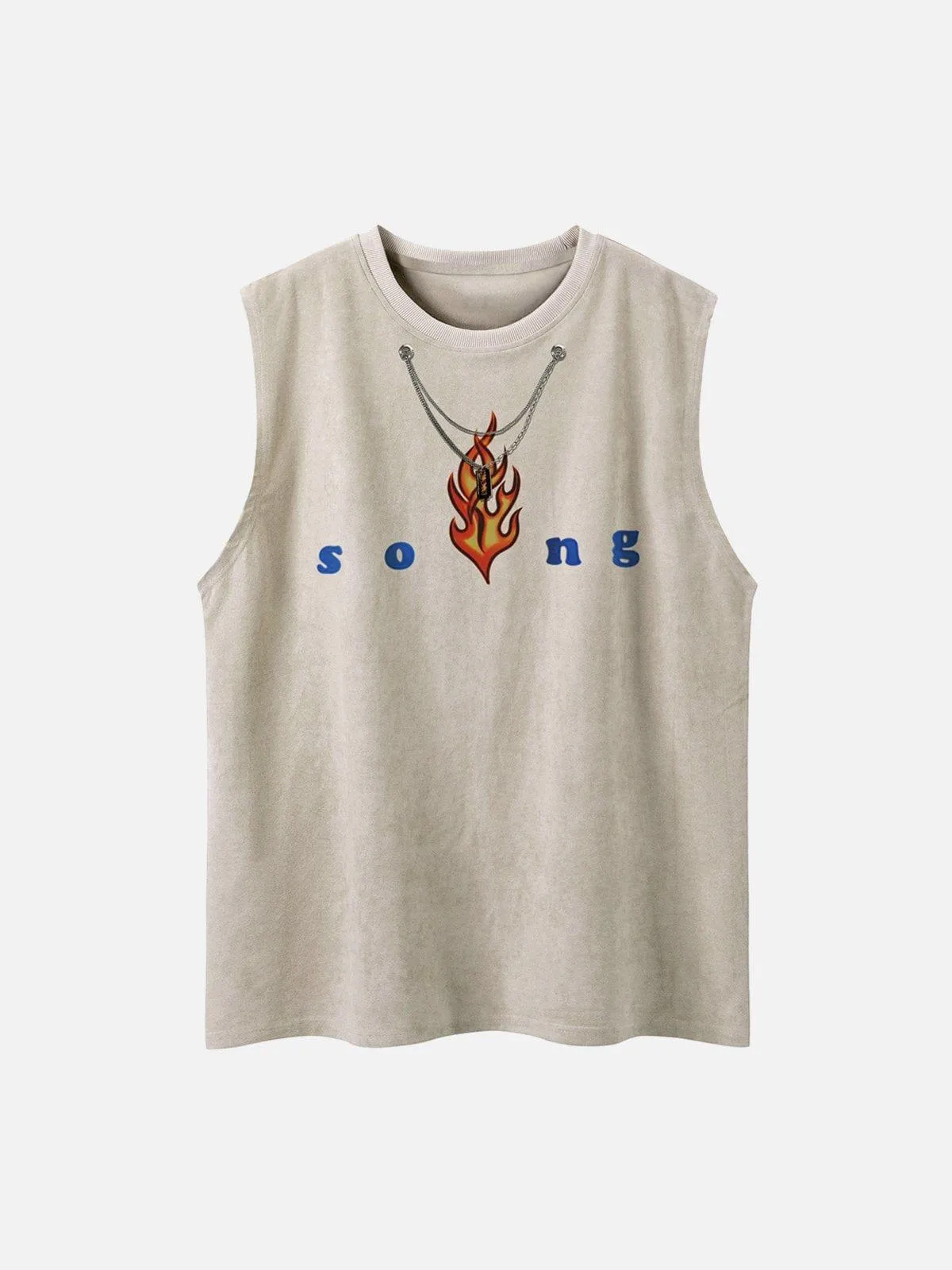 Necklace Flame Print Suede Vest