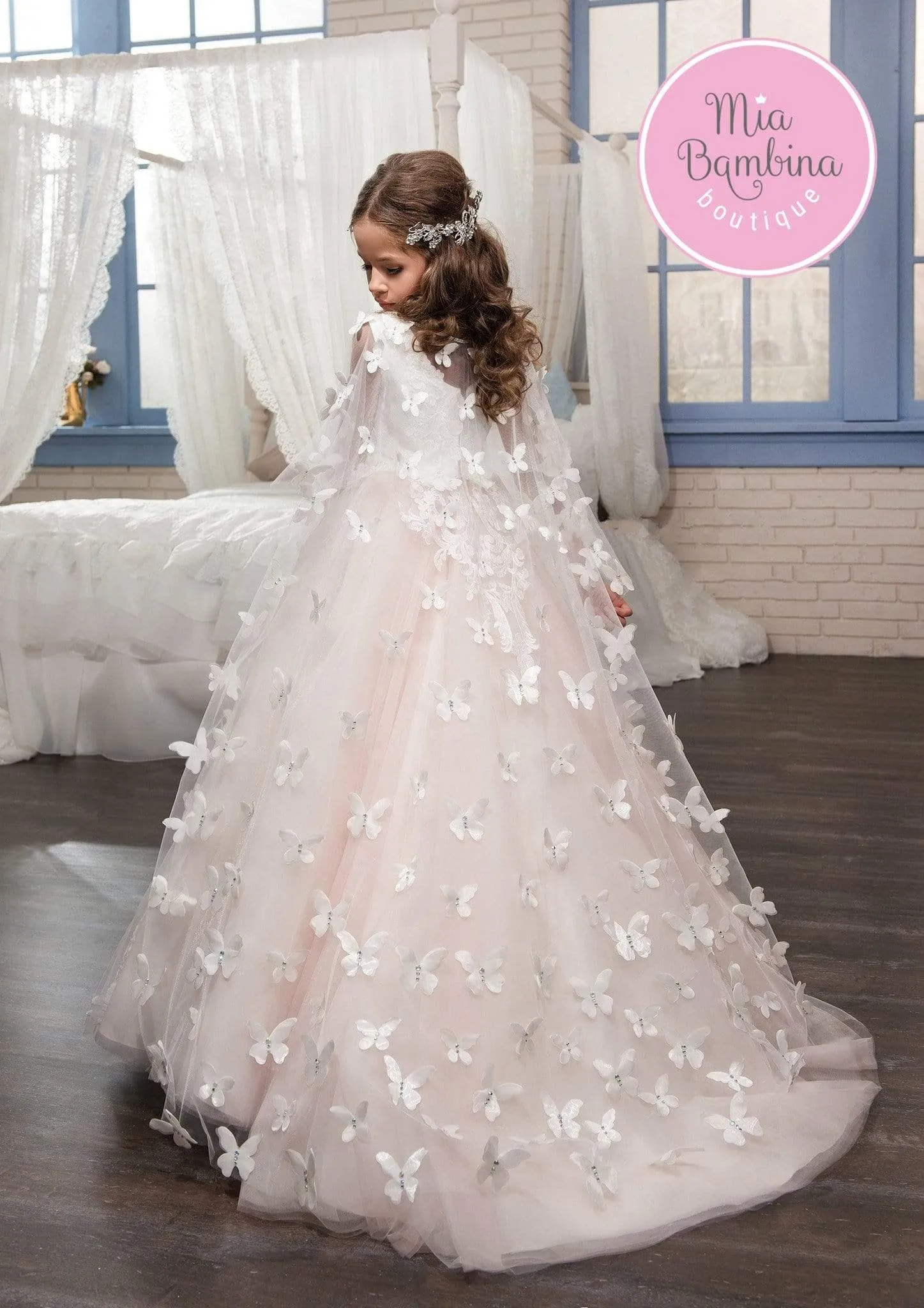 Niagara Lace dress with Organza Butterfies on the Cape