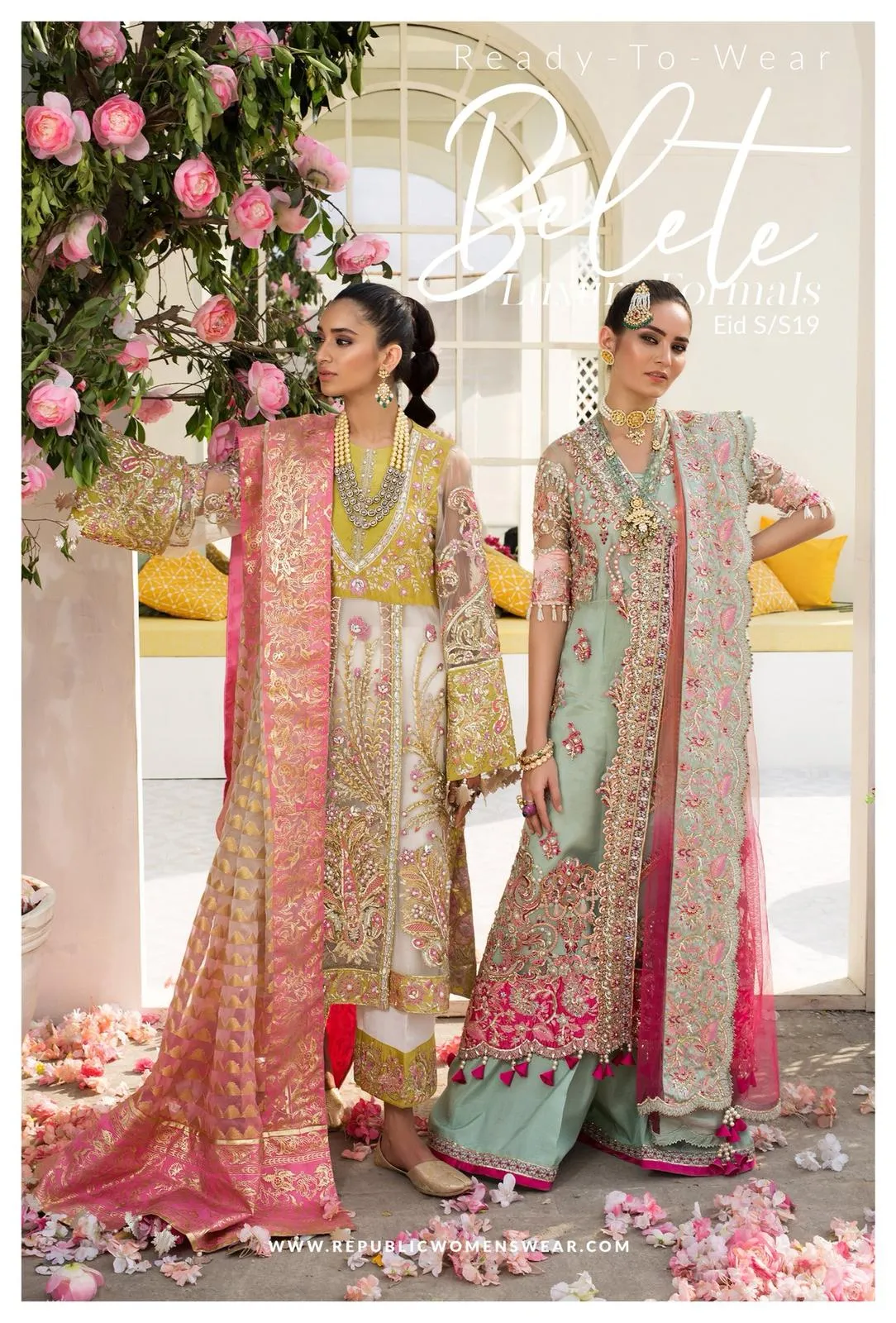 Nikah Bridal Dress In Aqua Green Color By Elan Model# B 1859