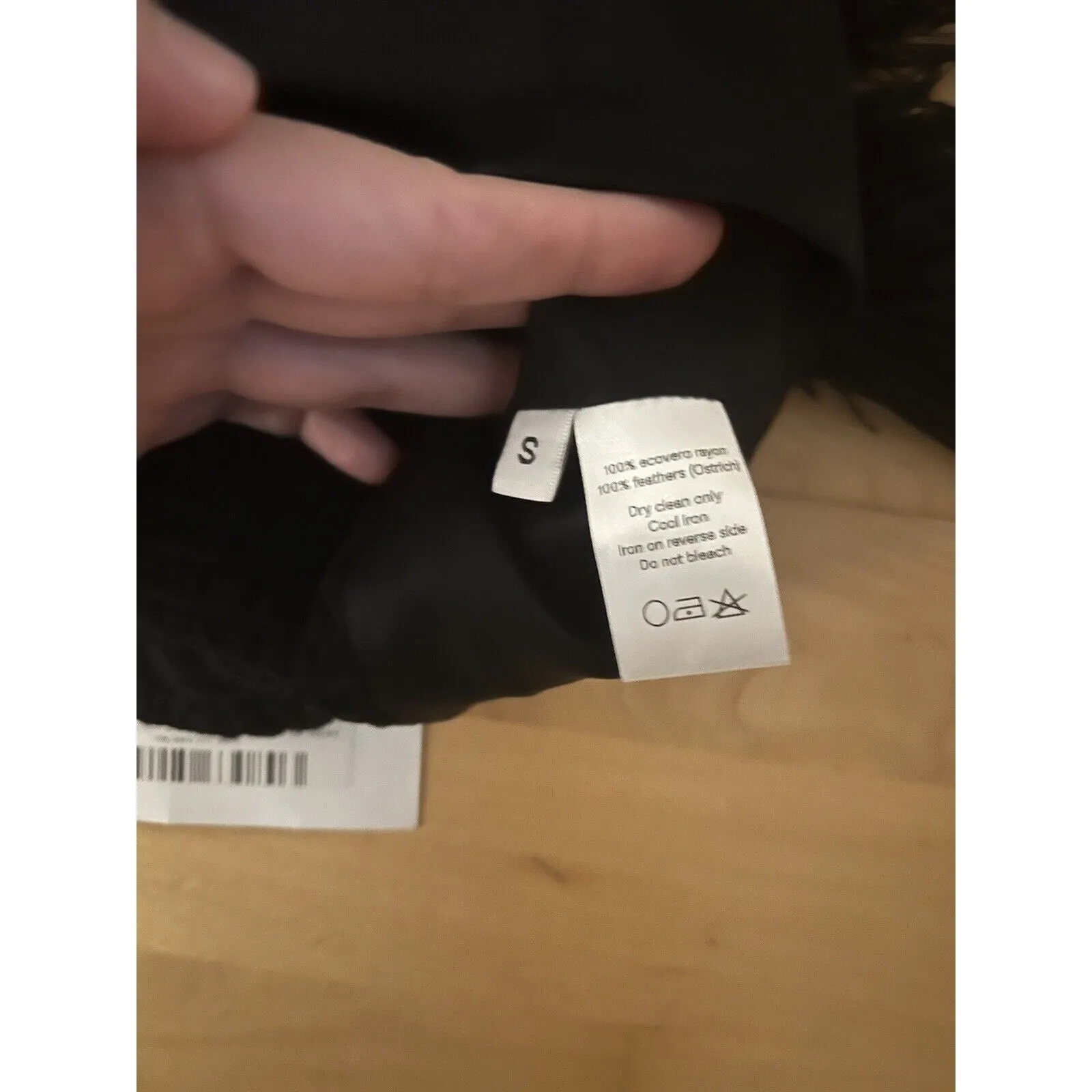 NWT Sleeper Women's Black Boheme Ostrich Feather Satin Crop Top Size Small