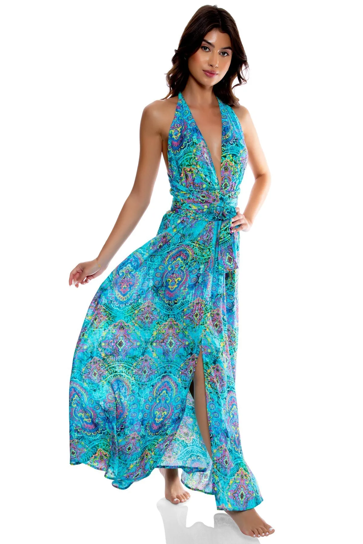 OCEAN BREEZE - Convertible Maxi Dress • Aqua