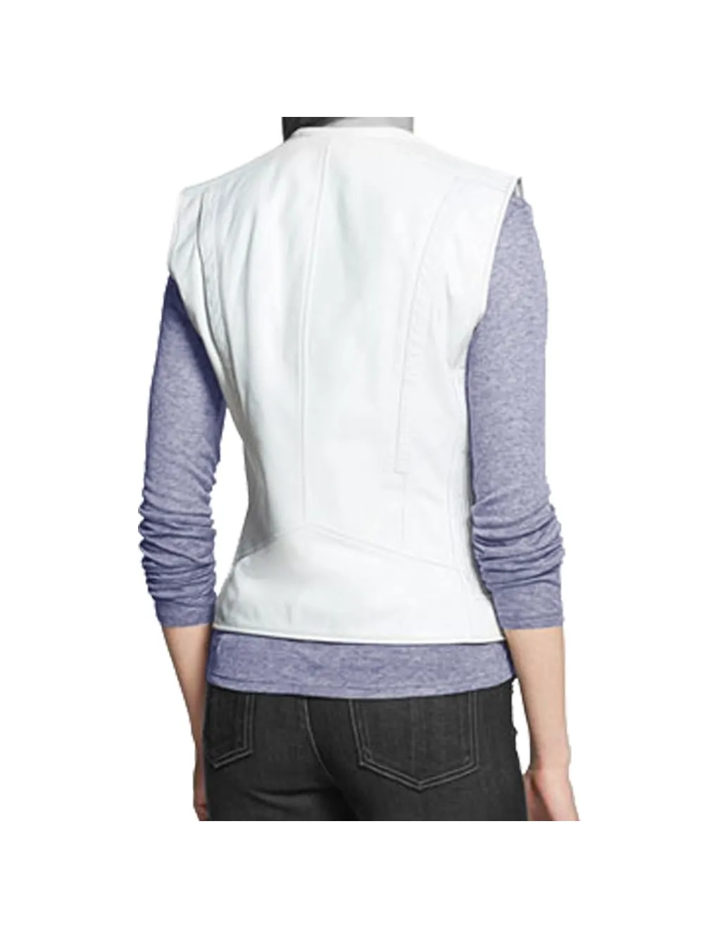 Off-Center Zip Lambskin Leather Vest for Women