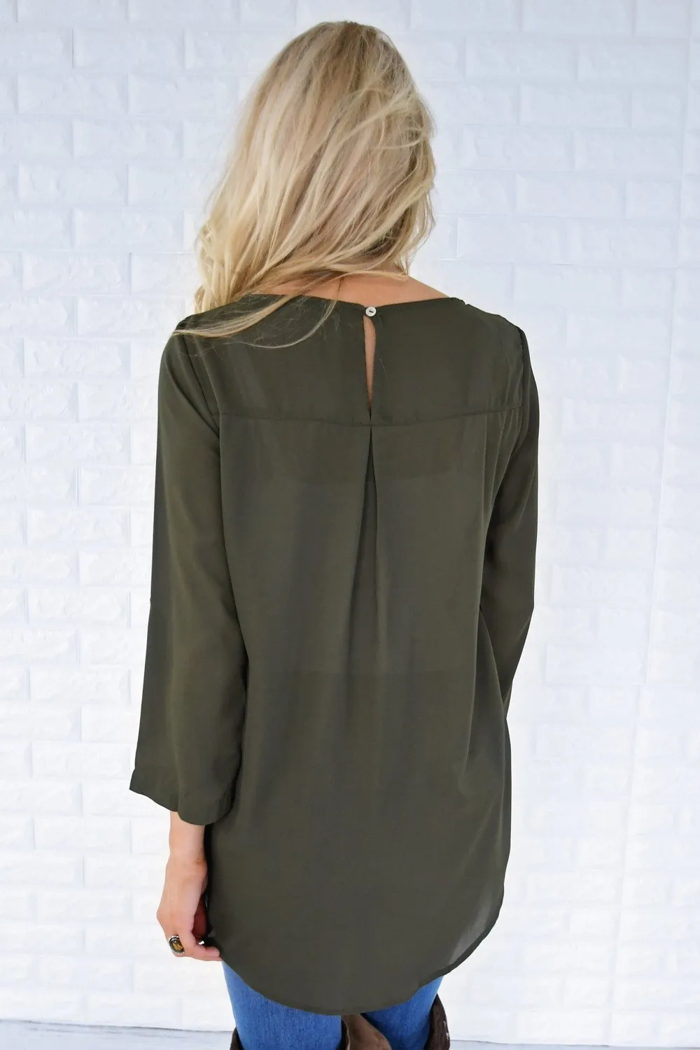Olive Criss Cross Blouse