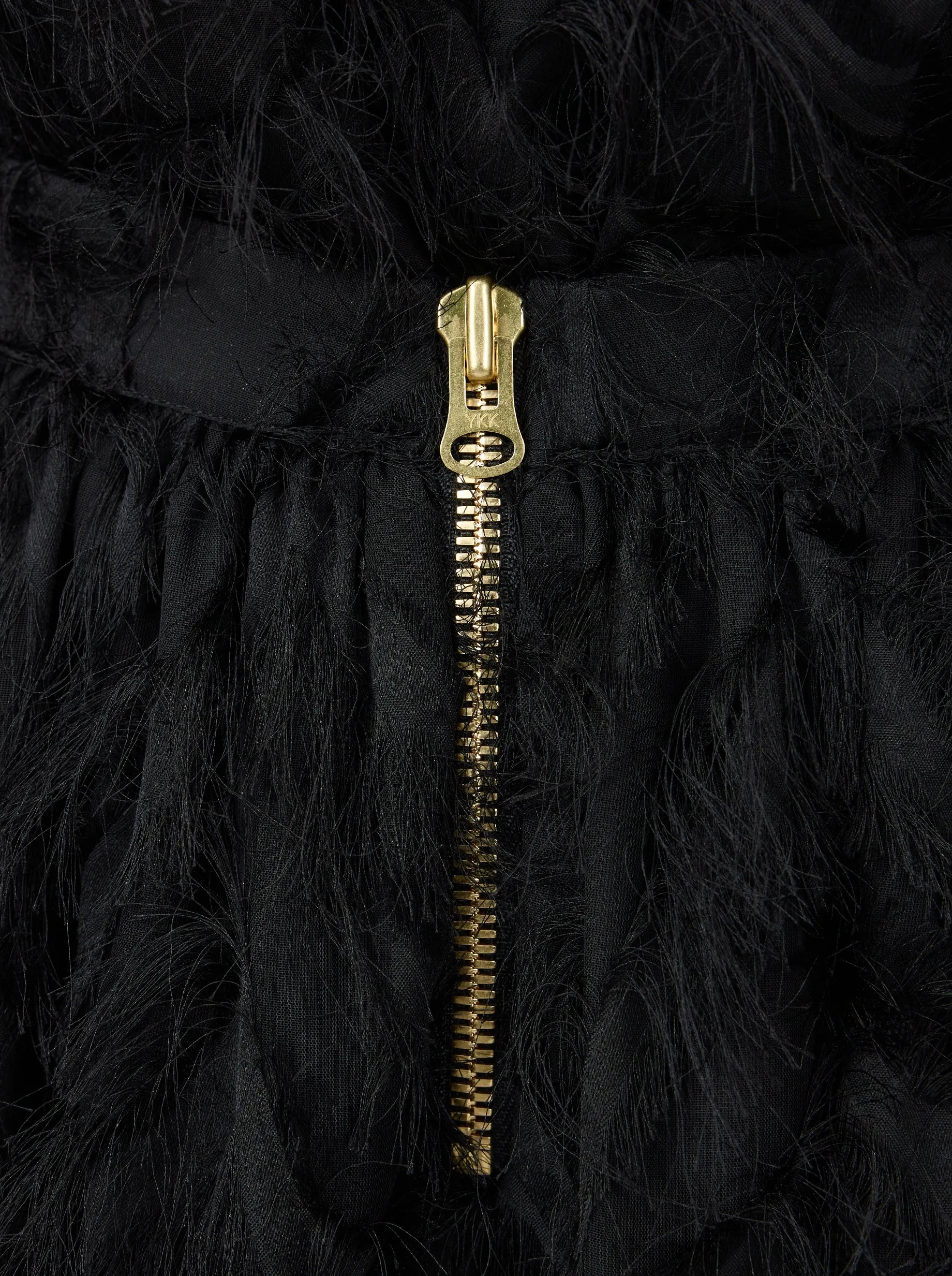 Orso Long Skirt in Black Feathers