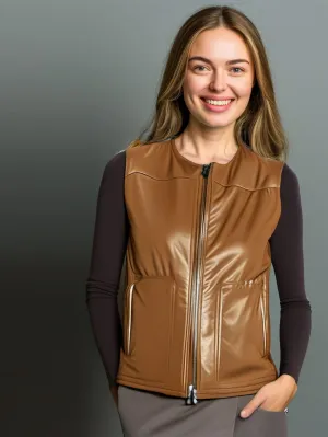 Padded Precision Leather Vest for Women