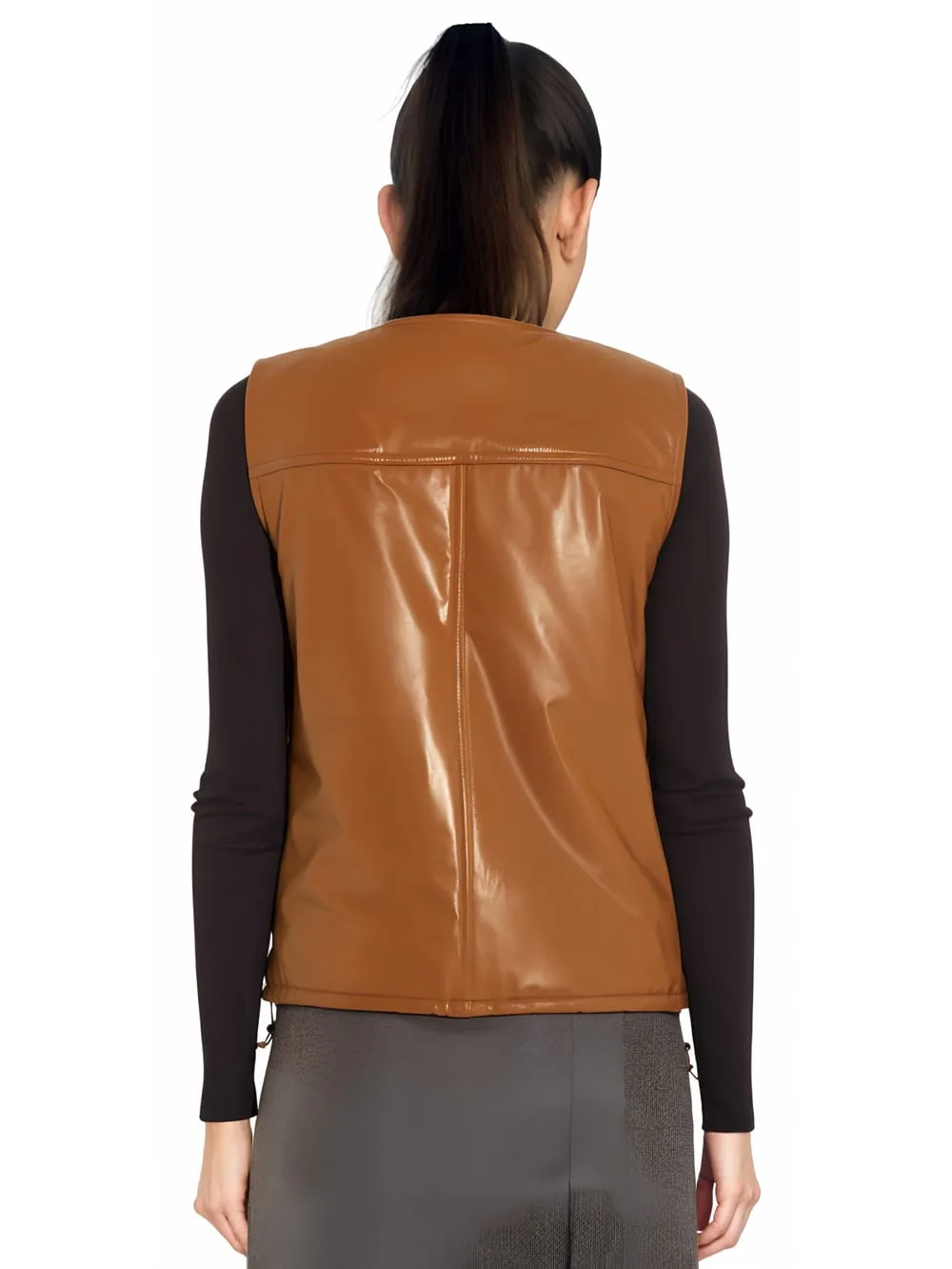 Padded Precision Leather Vest for Women