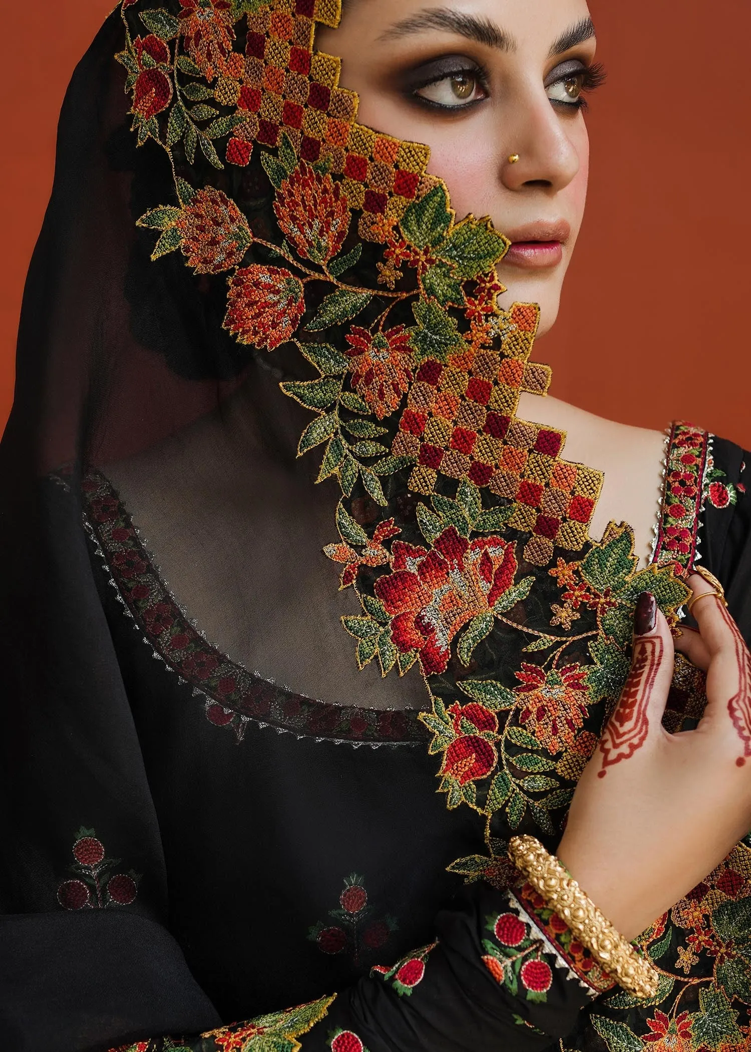 Pakistani Black Dress in Pishwas Style for Wedding