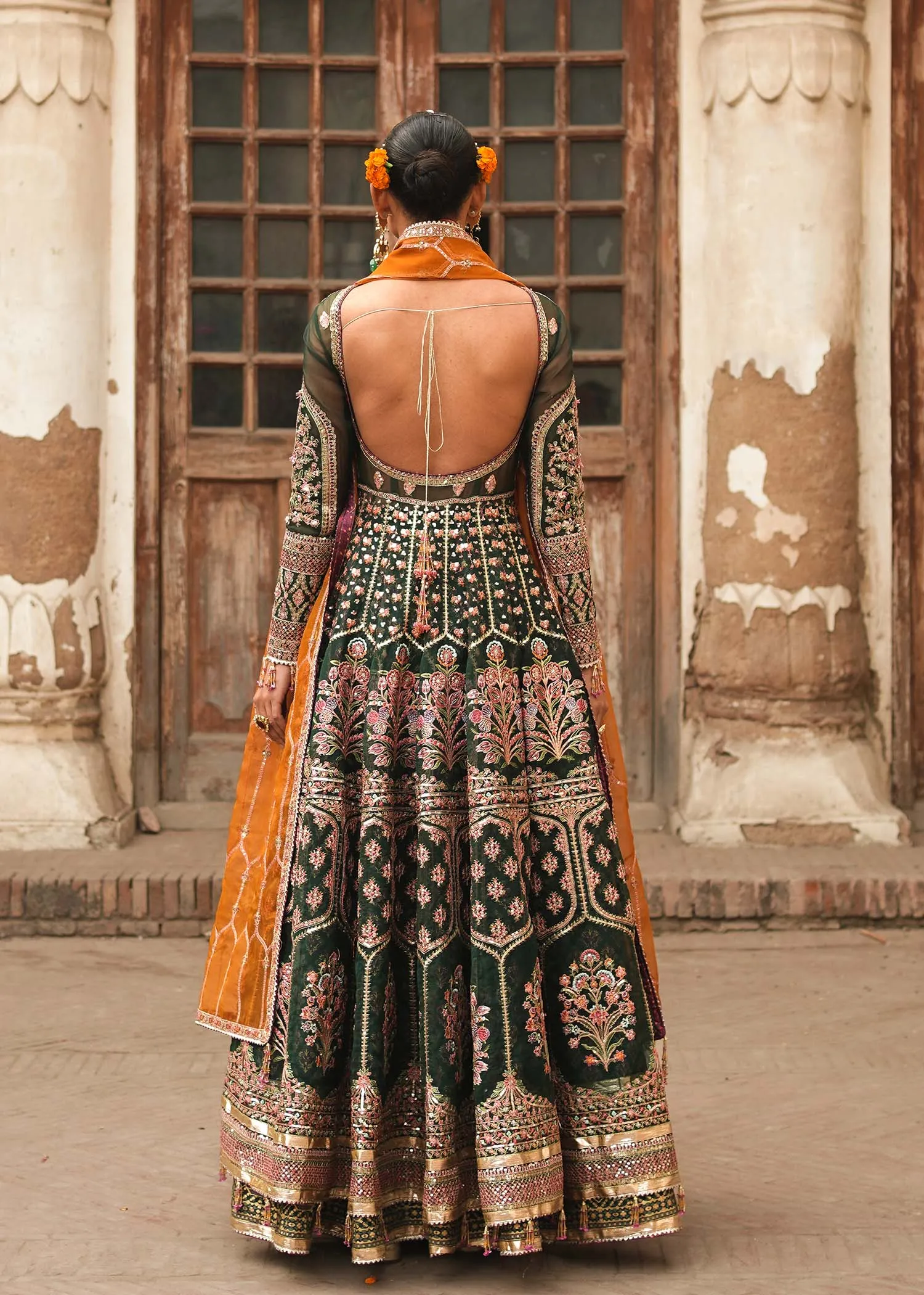 Pakistani Bridal Dress in Traditional Pishwas Style