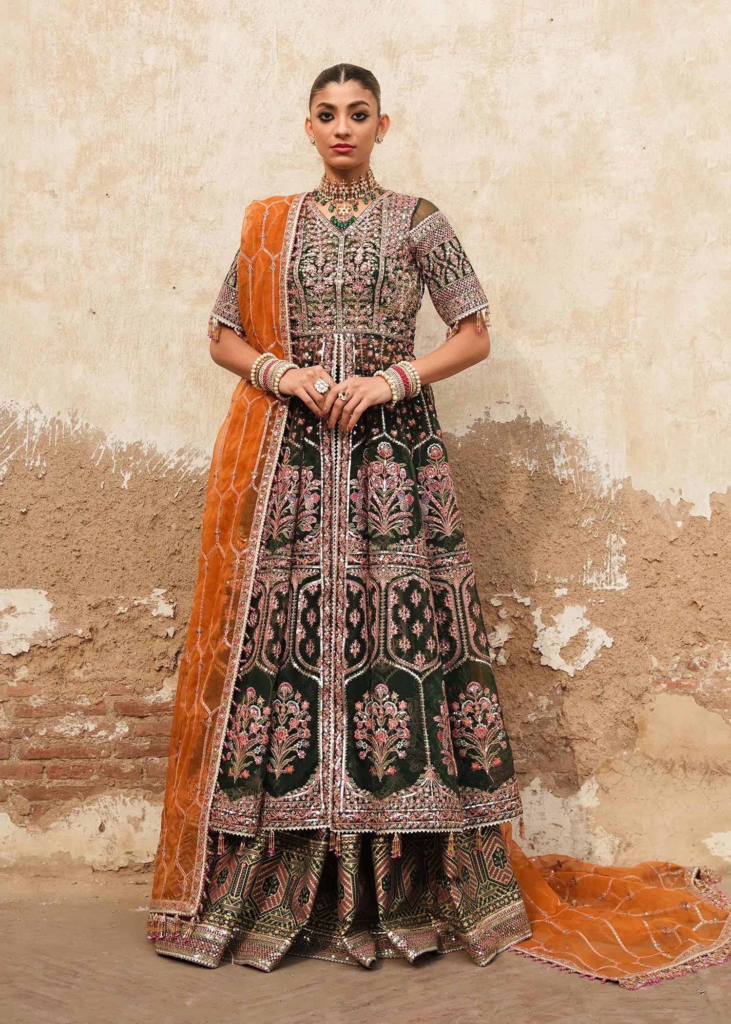 Pakistani Bridal Dress in Traditional Pishwas Style