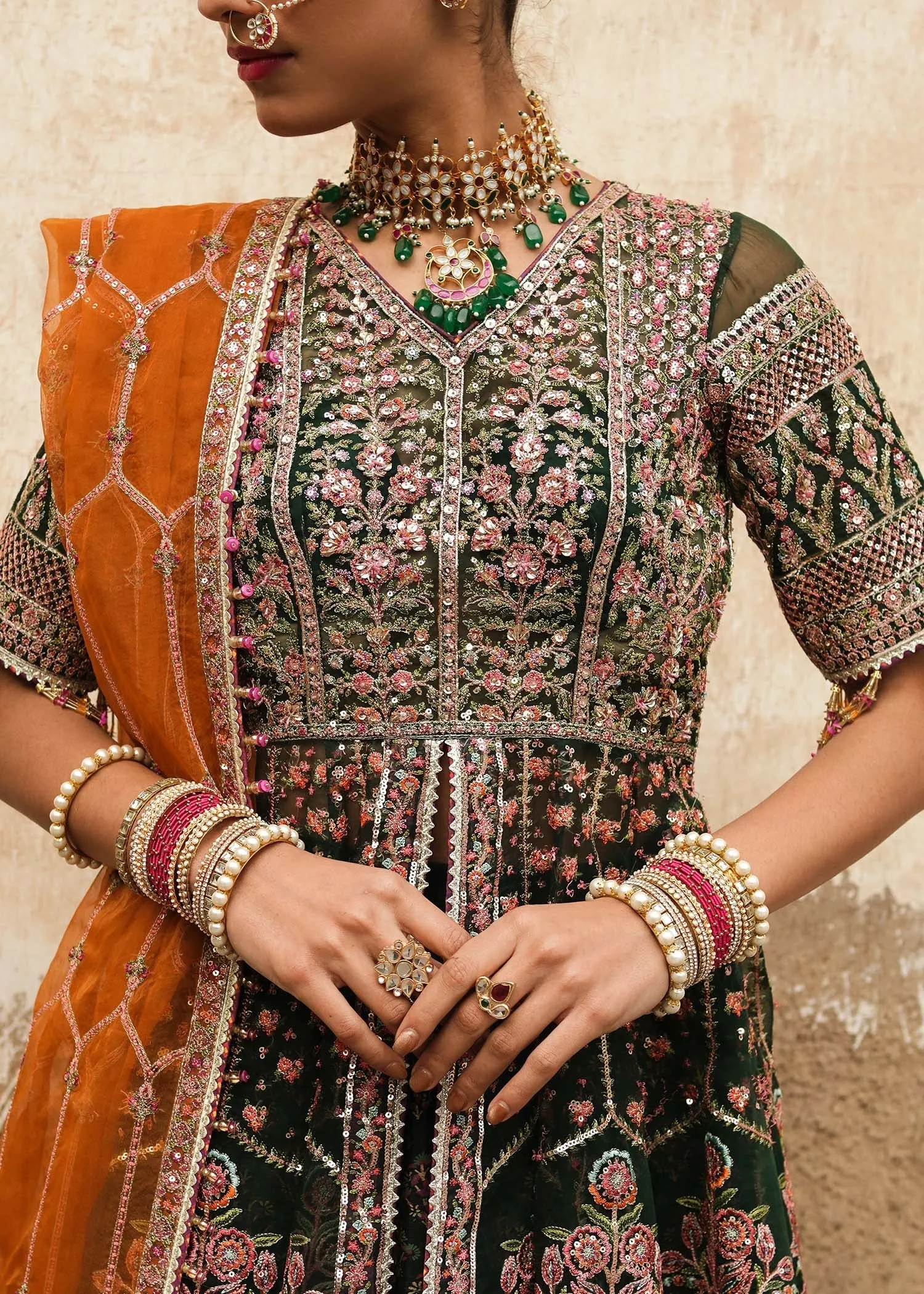 Pakistani Bridal Dress in Traditional Pishwas Style