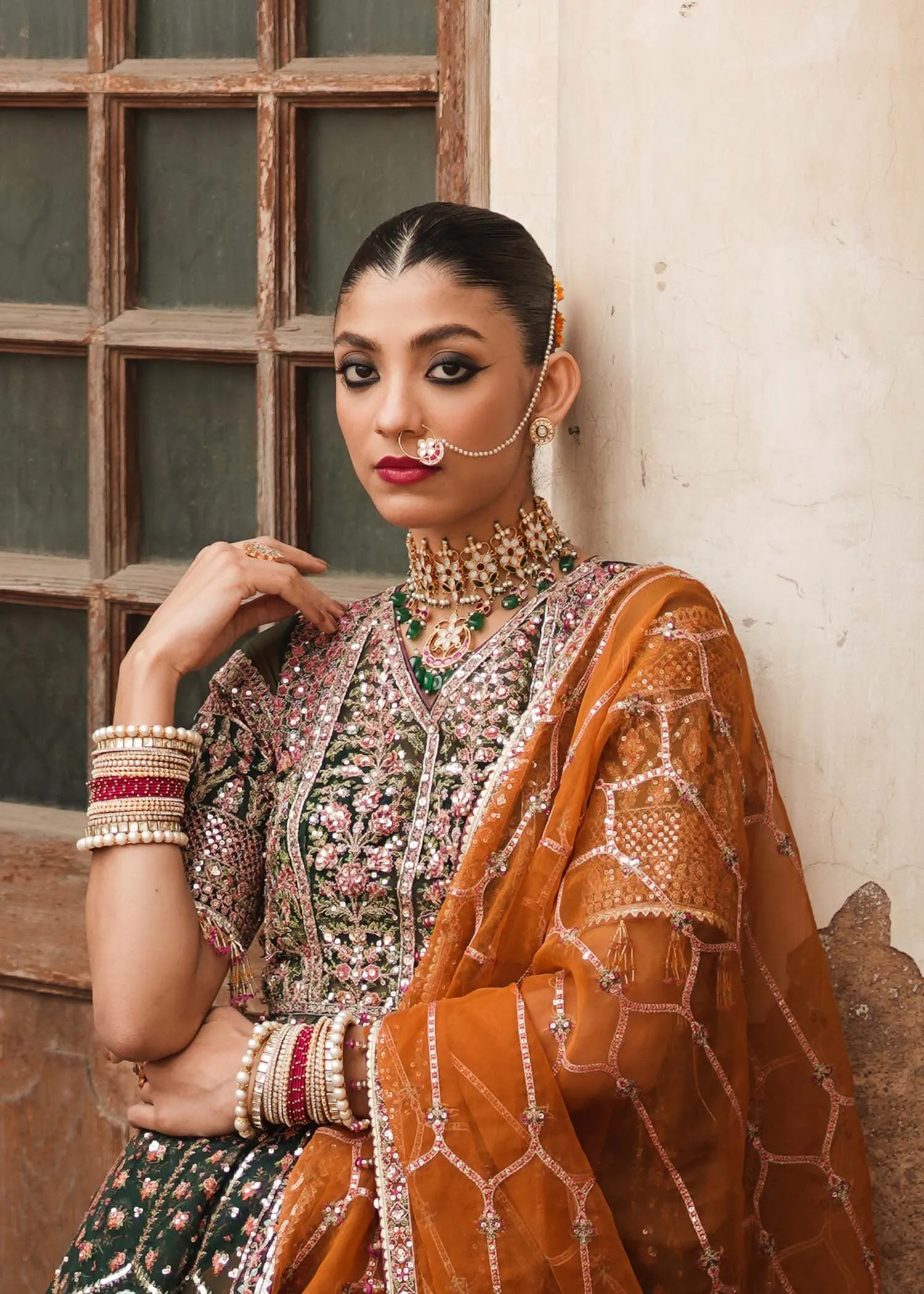 Pakistani Bridal Dress in Traditional Pishwas Style