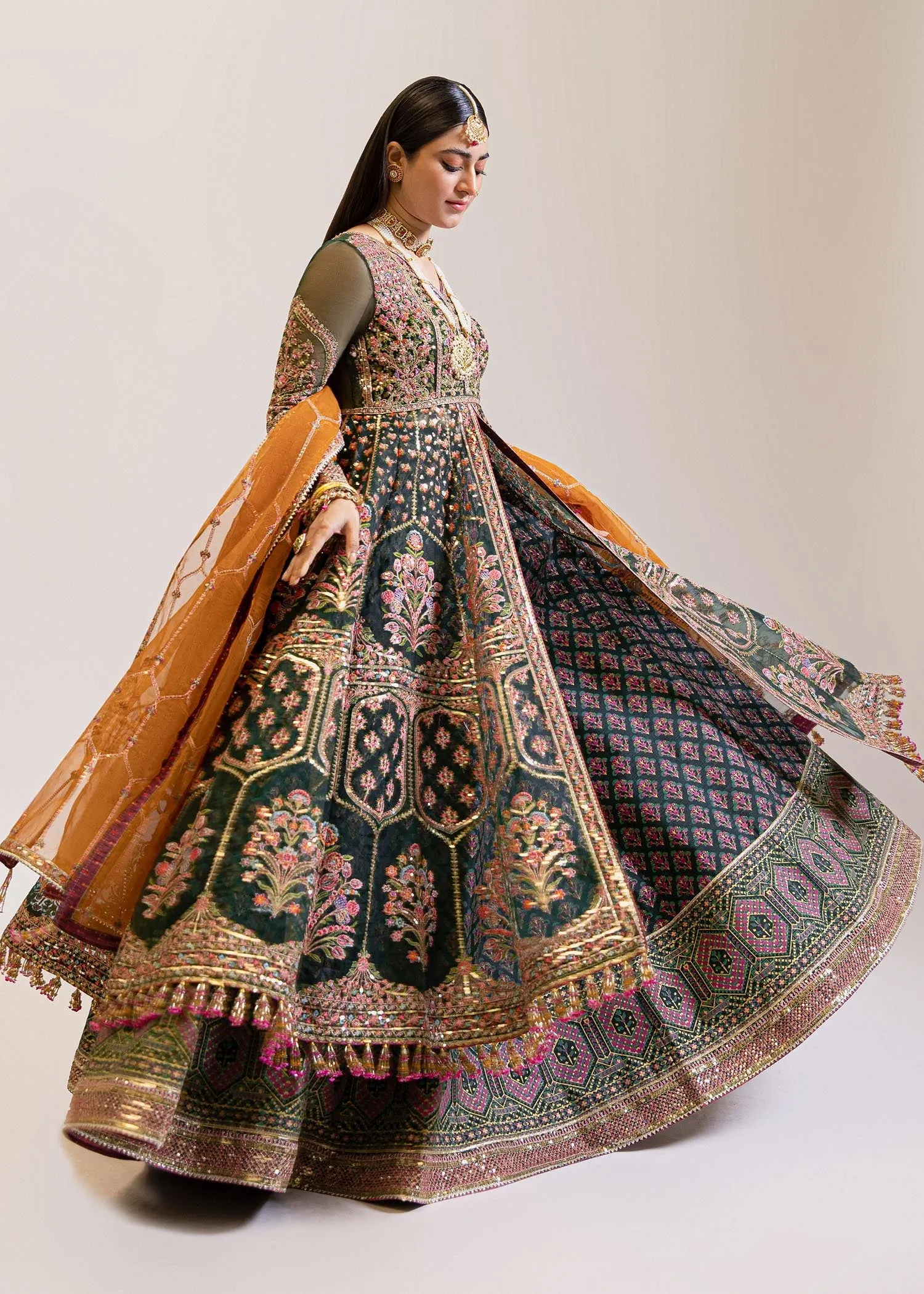 Pakistani Bridal Dress in Traditional Pishwas Style