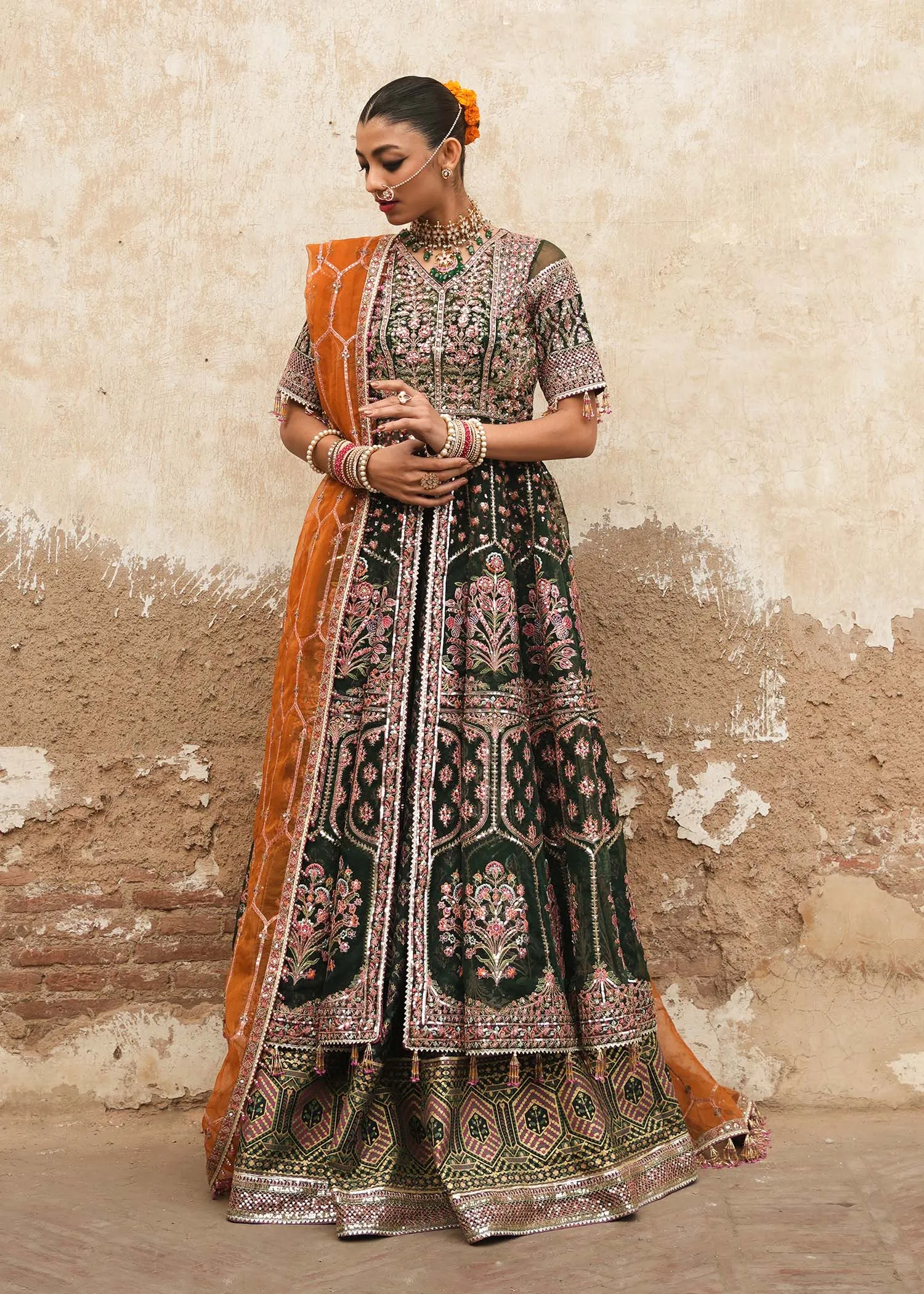 Pakistani Bridal Dress in Traditional Pishwas Style
