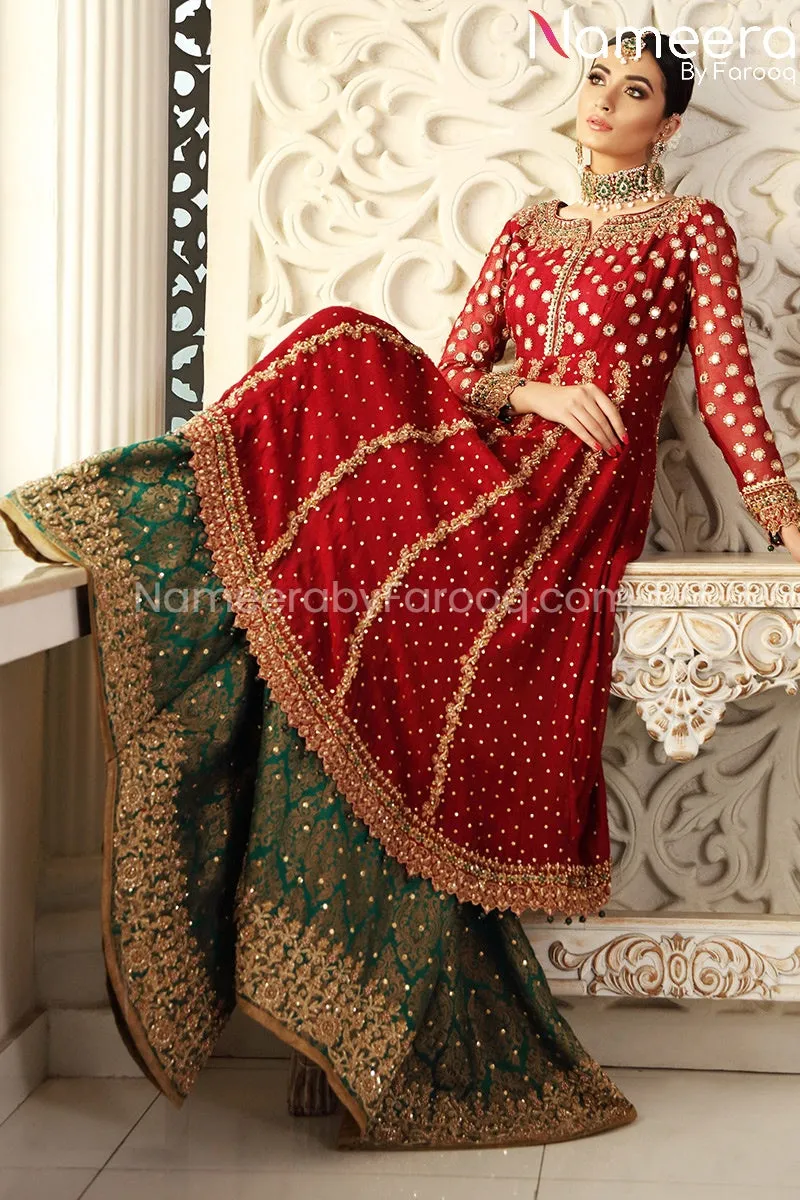 Pakistani Bridal Gharara with Dabka Embroidery #BB125