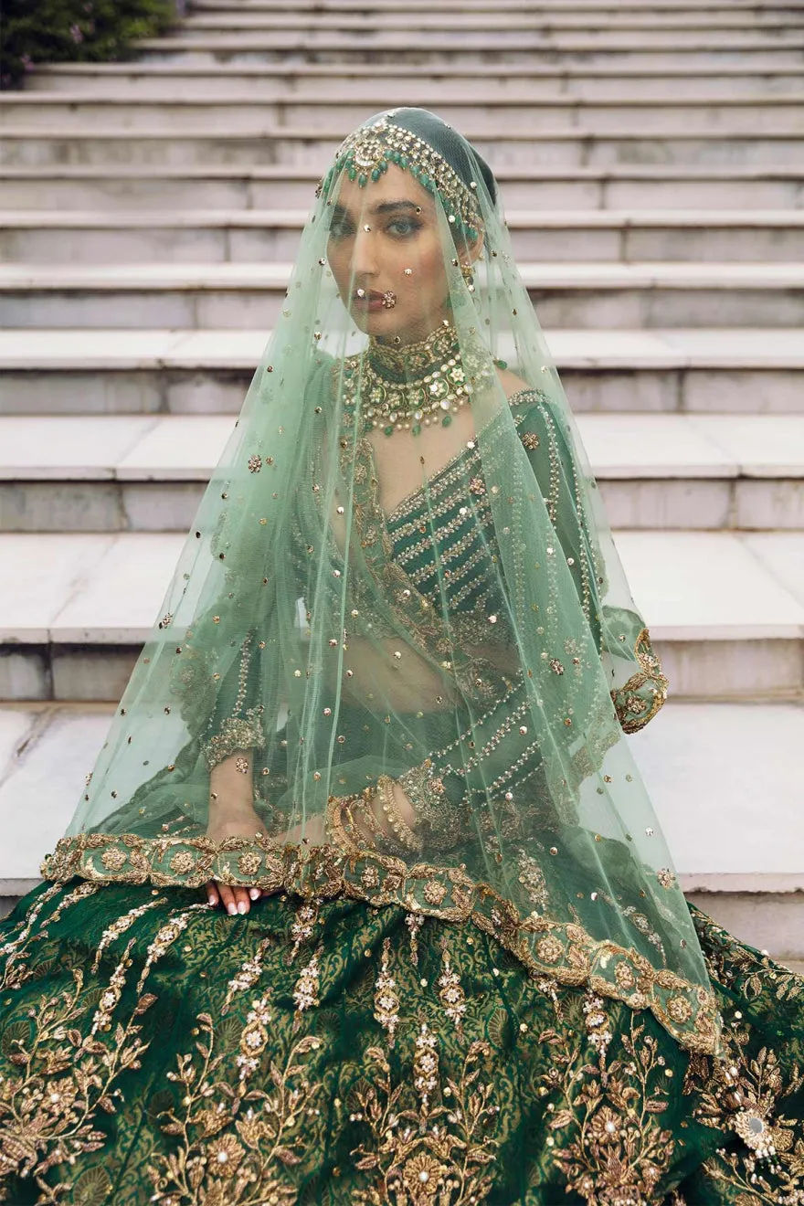 Pakistani Bridal Green Lehenga Choli Dupatta Dress