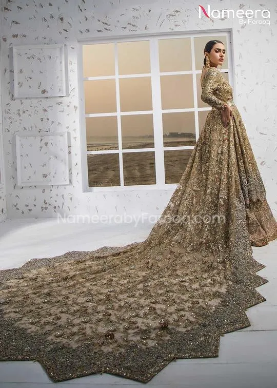 Pakistani Bridal Lehenga with Long Trail Frock #BS33
