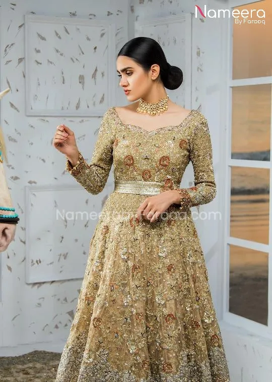 Pakistani Bridal Lehenga with Long Trail Frock #BS33