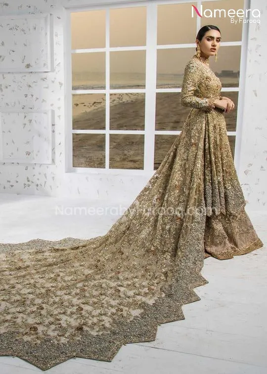 Pakistani Bridal Lehenga with Long Trail Frock #BS33