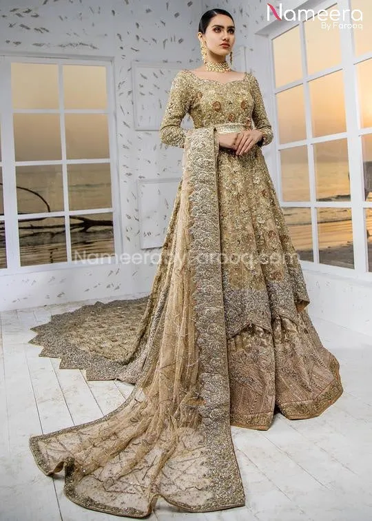 Pakistani Bridal Lehenga with Long Trail Frock #BS33