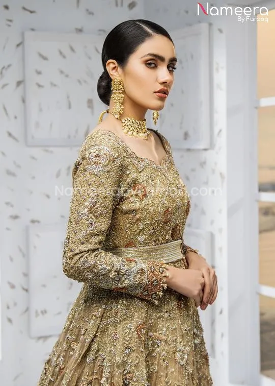 Pakistani Bridal Lehenga with Long Trail Frock #BS33