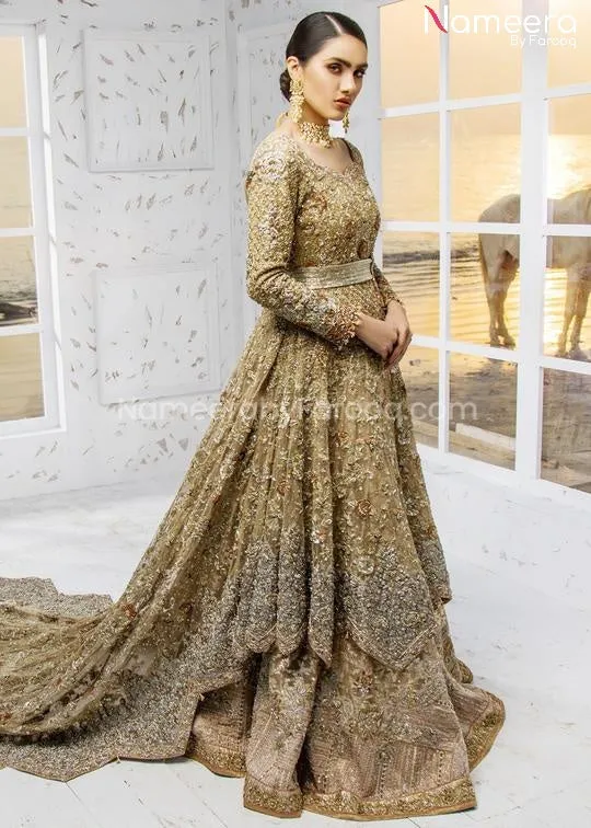 Pakistani Bridal Lehenga with Long Trail Frock #BS33