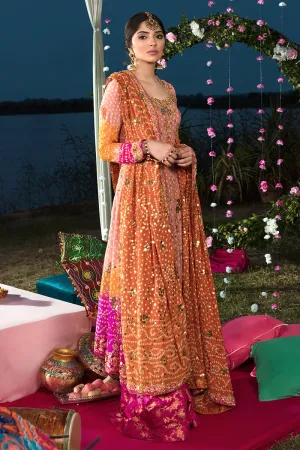 Pakistani Chunri Mehndi Dress in Orange Color #Y6065