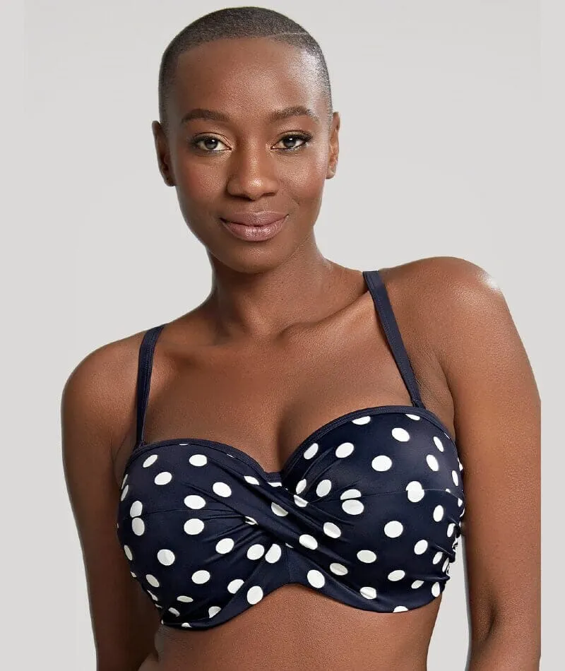Panache Swimwear Anya Riva Spot Twist Bandeau Bikini - Navy/Vanilla
