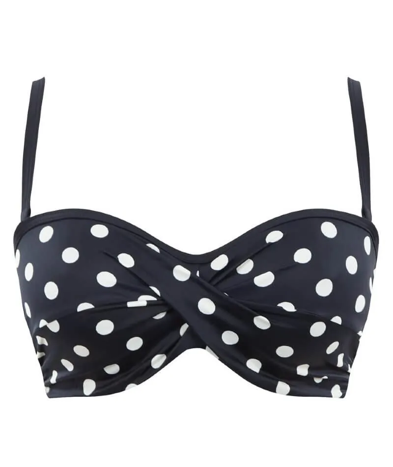 Panache Swimwear Anya Riva Spot Twist Bandeau Bikini - Navy/Vanilla
