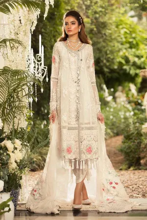 Pearl White Floral Dress By Maria B Model# C 1856