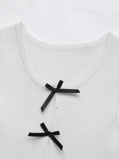 Perfee Bow  Round Neck Tank Top