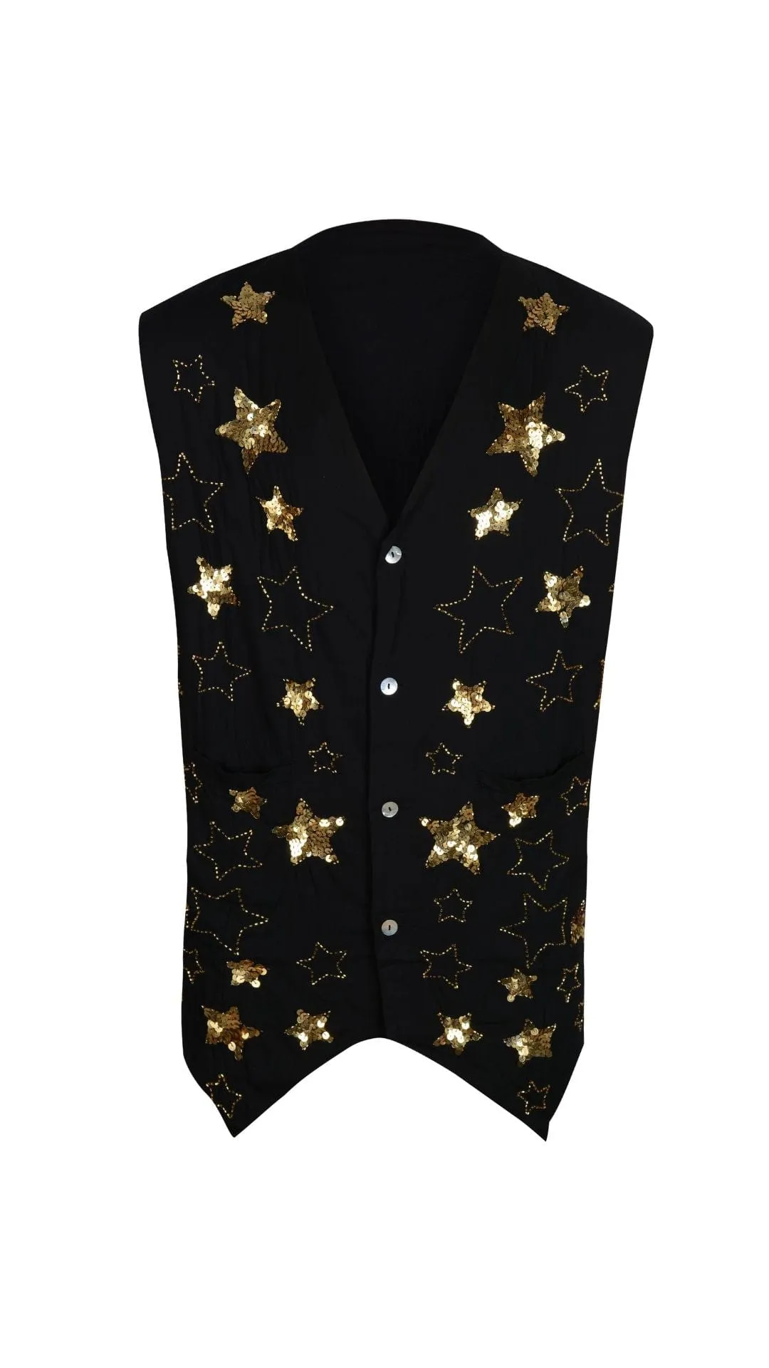 PHOENIX SEQUIN STAR MENS VEST - BLACK/GOLD