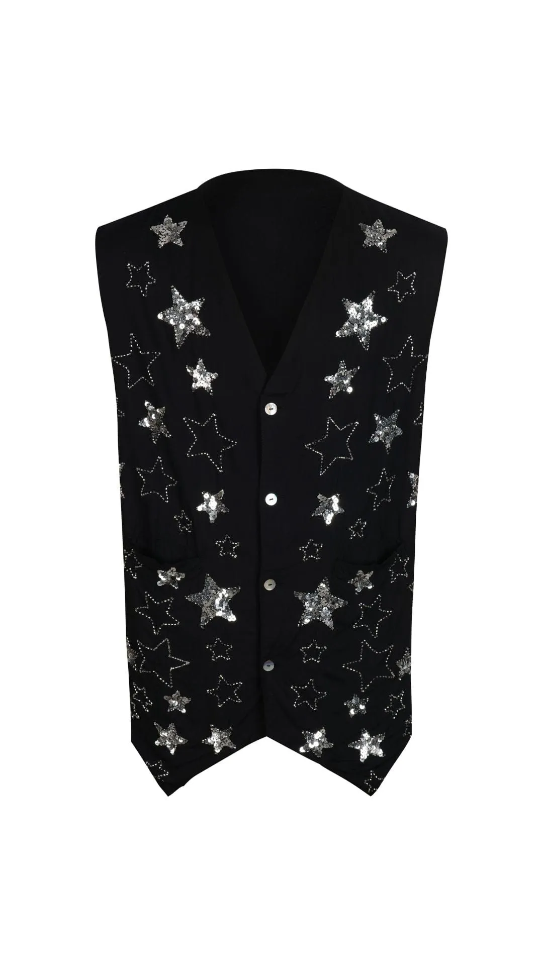 PHOENIX SEQUIN STAR MENS VEST - BLACK/SILVER