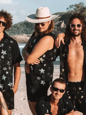 PHOENIX SEQUIN STAR MENS VEST - BLACK/SILVER