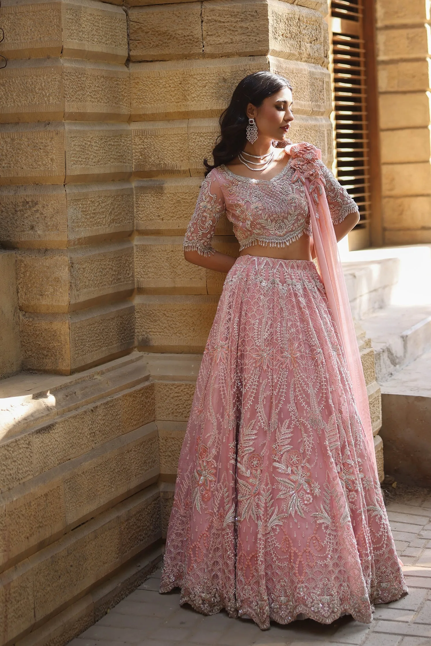 Pink Bridal Choli Lehenga for Pakistani Wedding Dresses