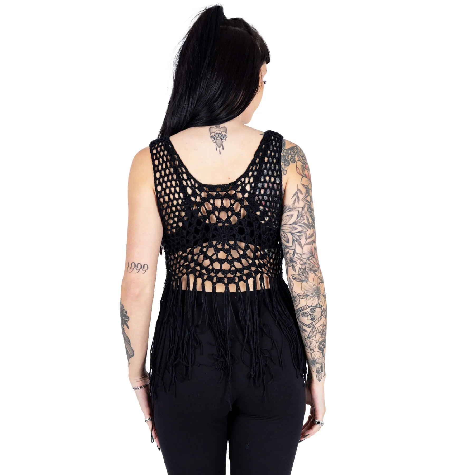PIPER FRINGE VEST - BLACK