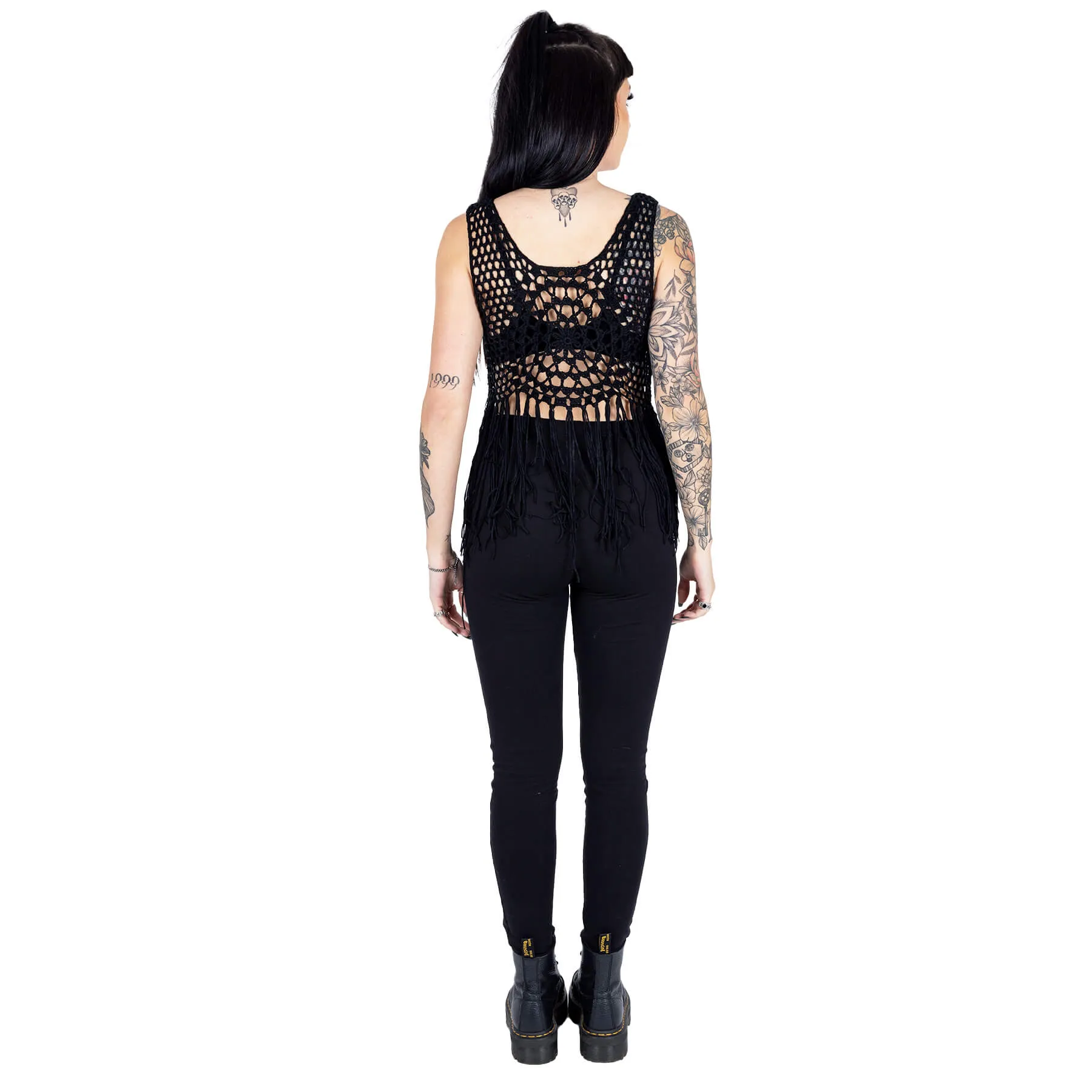 PIPER FRINGE VEST - BLACK