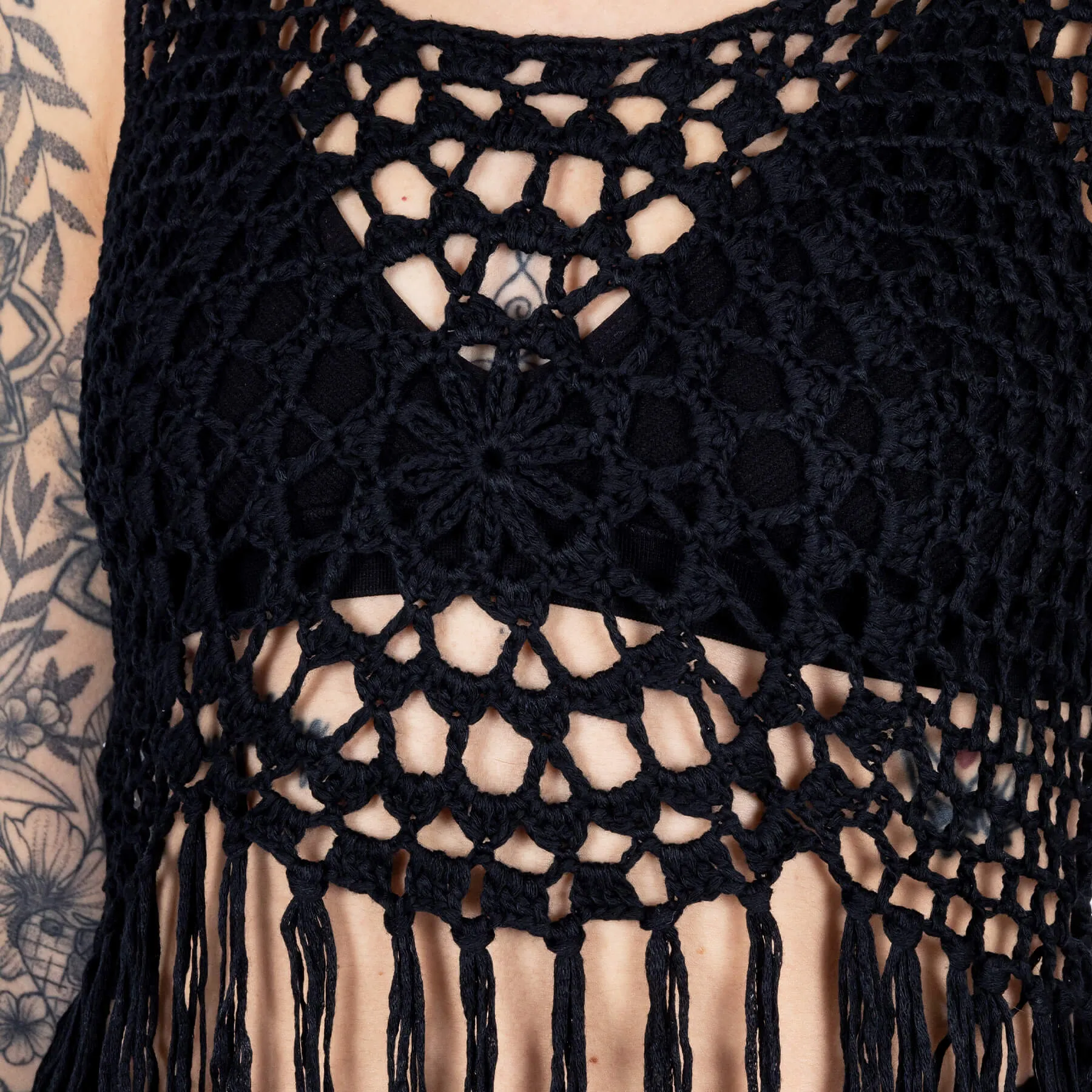 PIPER FRINGE VEST - BLACK