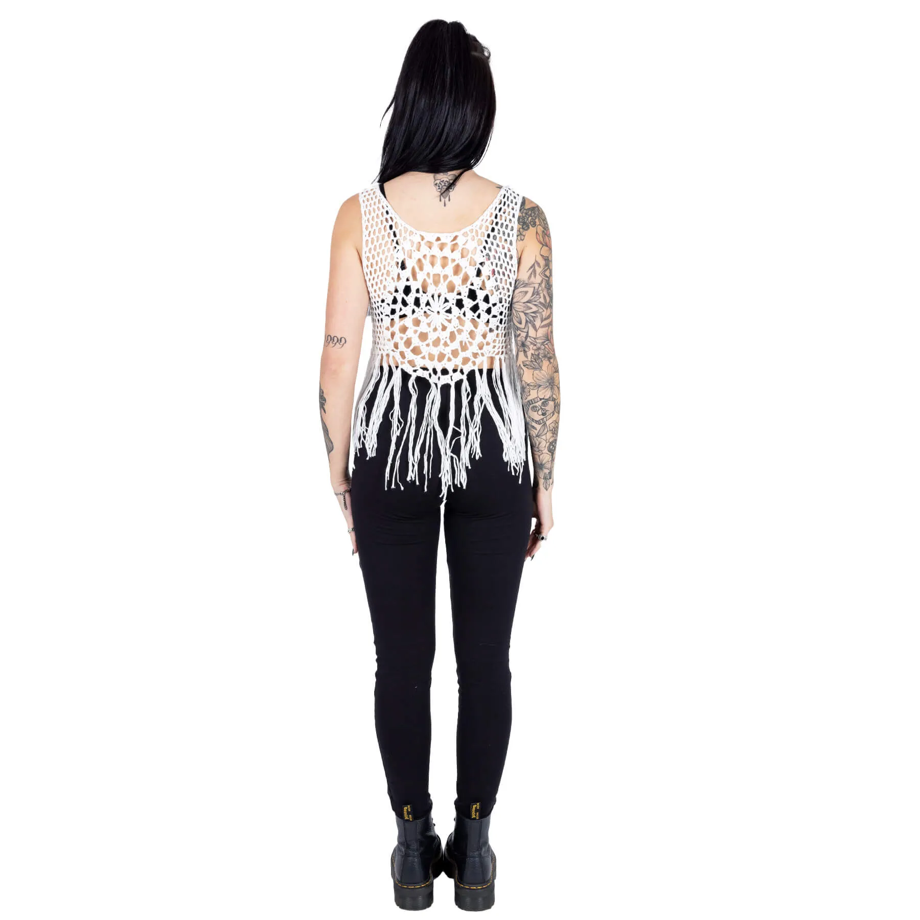 PIPER FRINGE VEST - WHITE