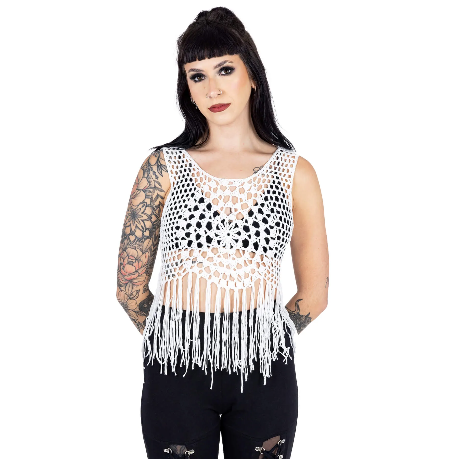 PIPER FRINGE VEST - WHITE
