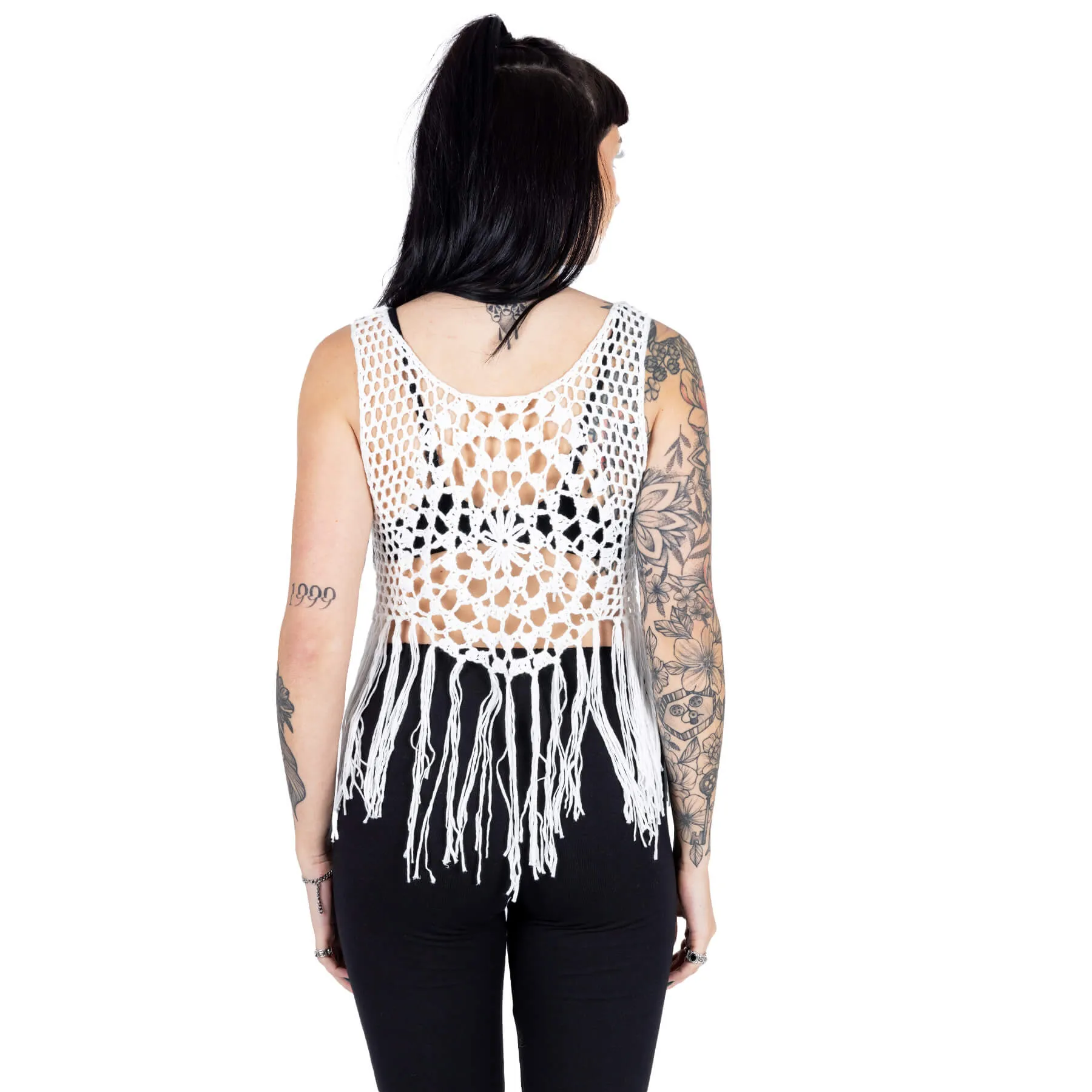 PIPER FRINGE VEST - WHITE